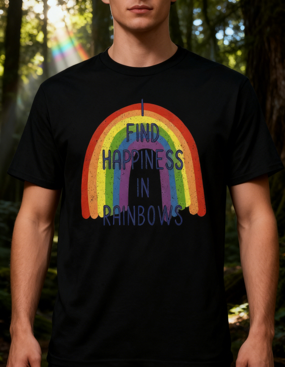 Vintage Rainbow Arch T-Shirt with Glitter Edge Design