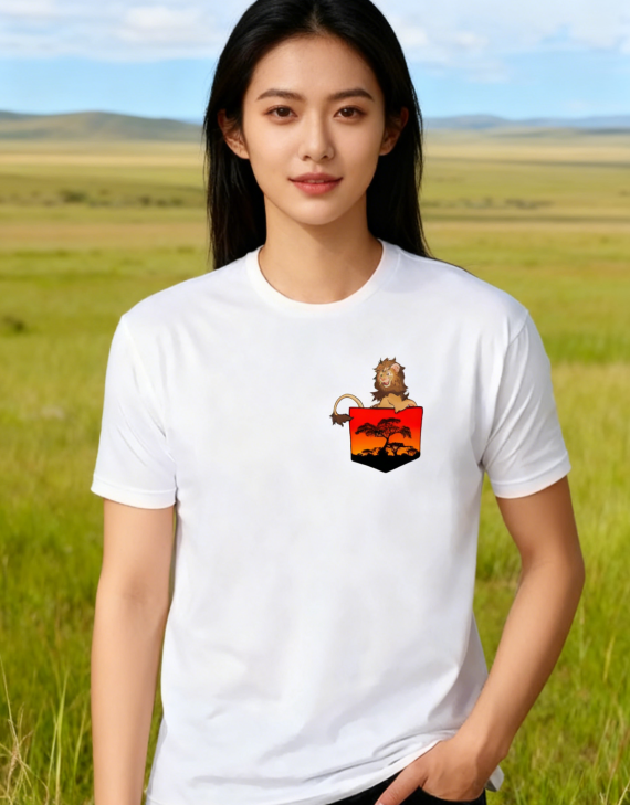"Nocturnal Savanna" Lion Pocket Graphic Tee