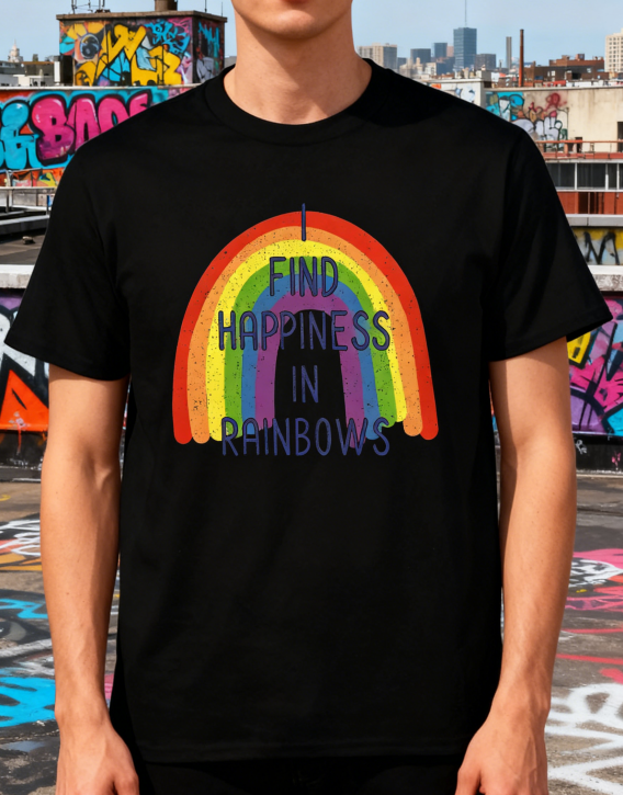 Vintage Rainbow Arch T-Shirt with Glitter Edge Design