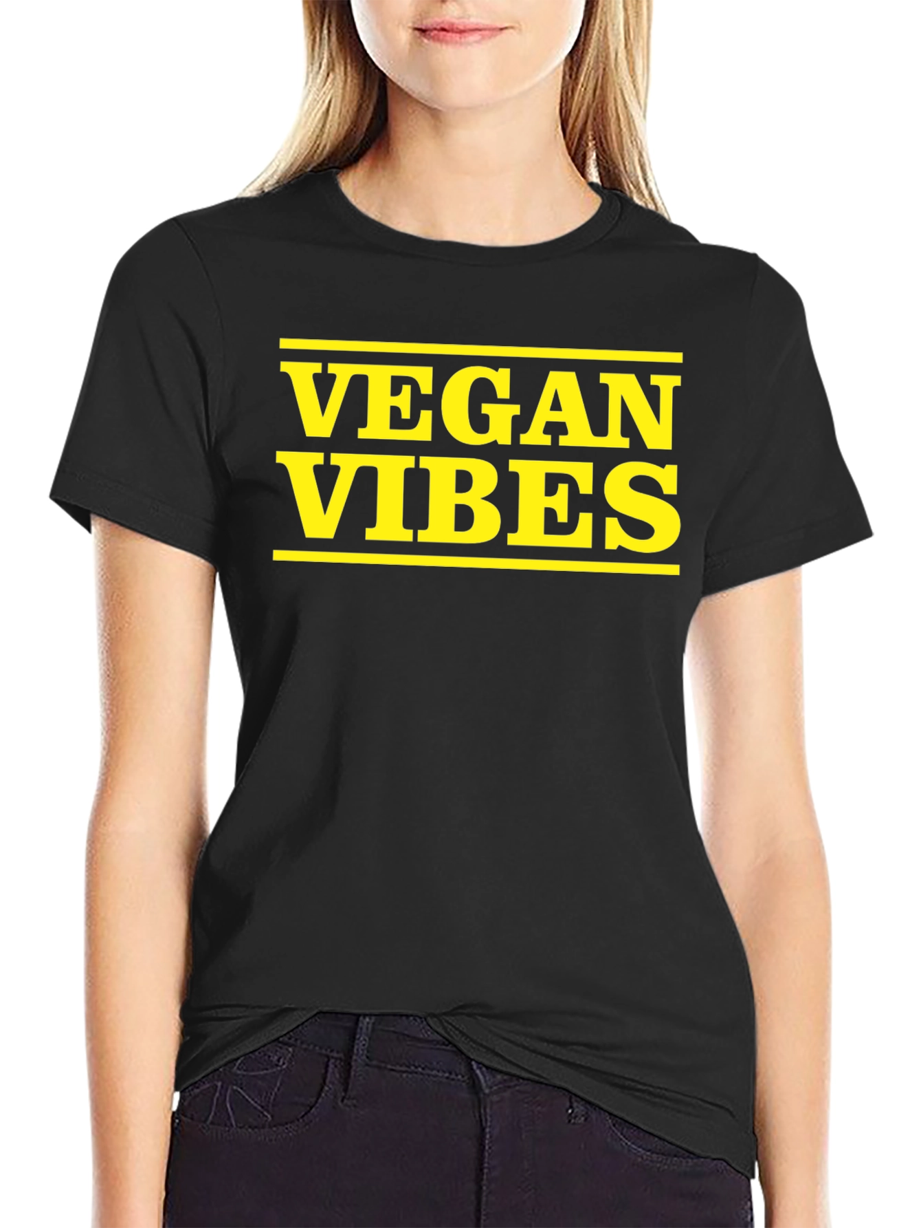 Vegan Vibes Graphic Tee - Black Cotton T-Shirt