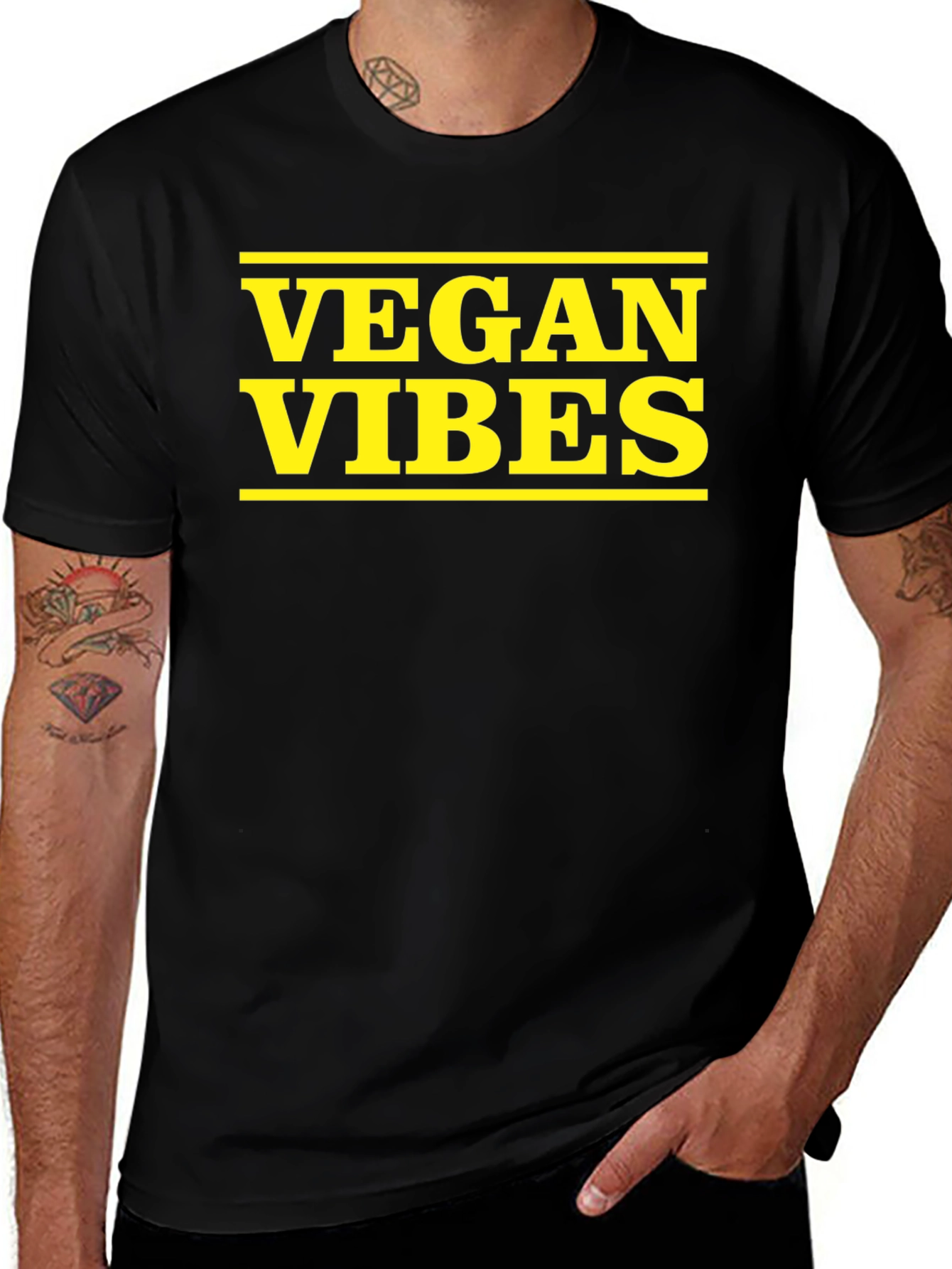 Vegan Vibes Graphic Tee - Black Cotton T-Shirt