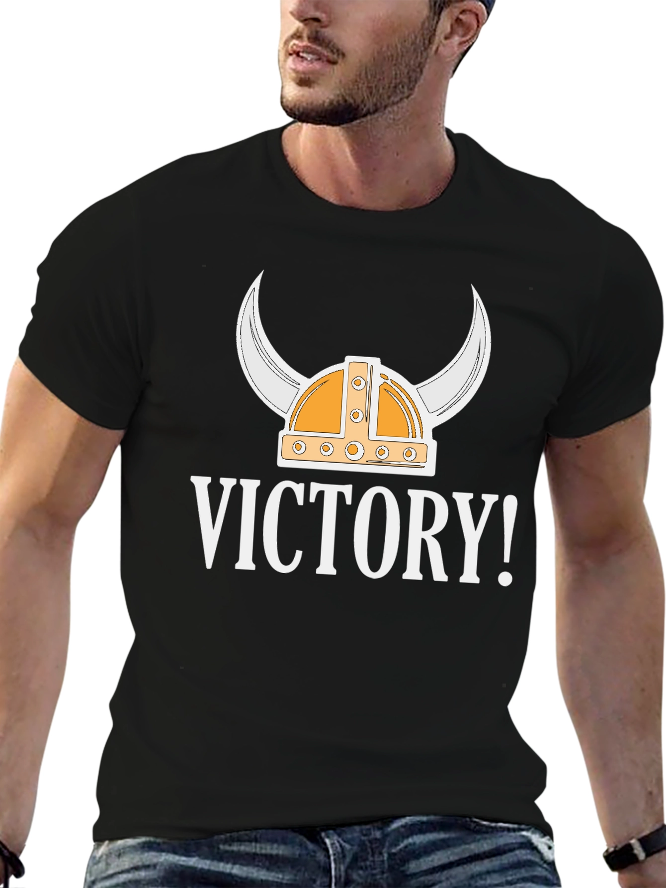 Victory Viking Helmet Graphic Tee - Black