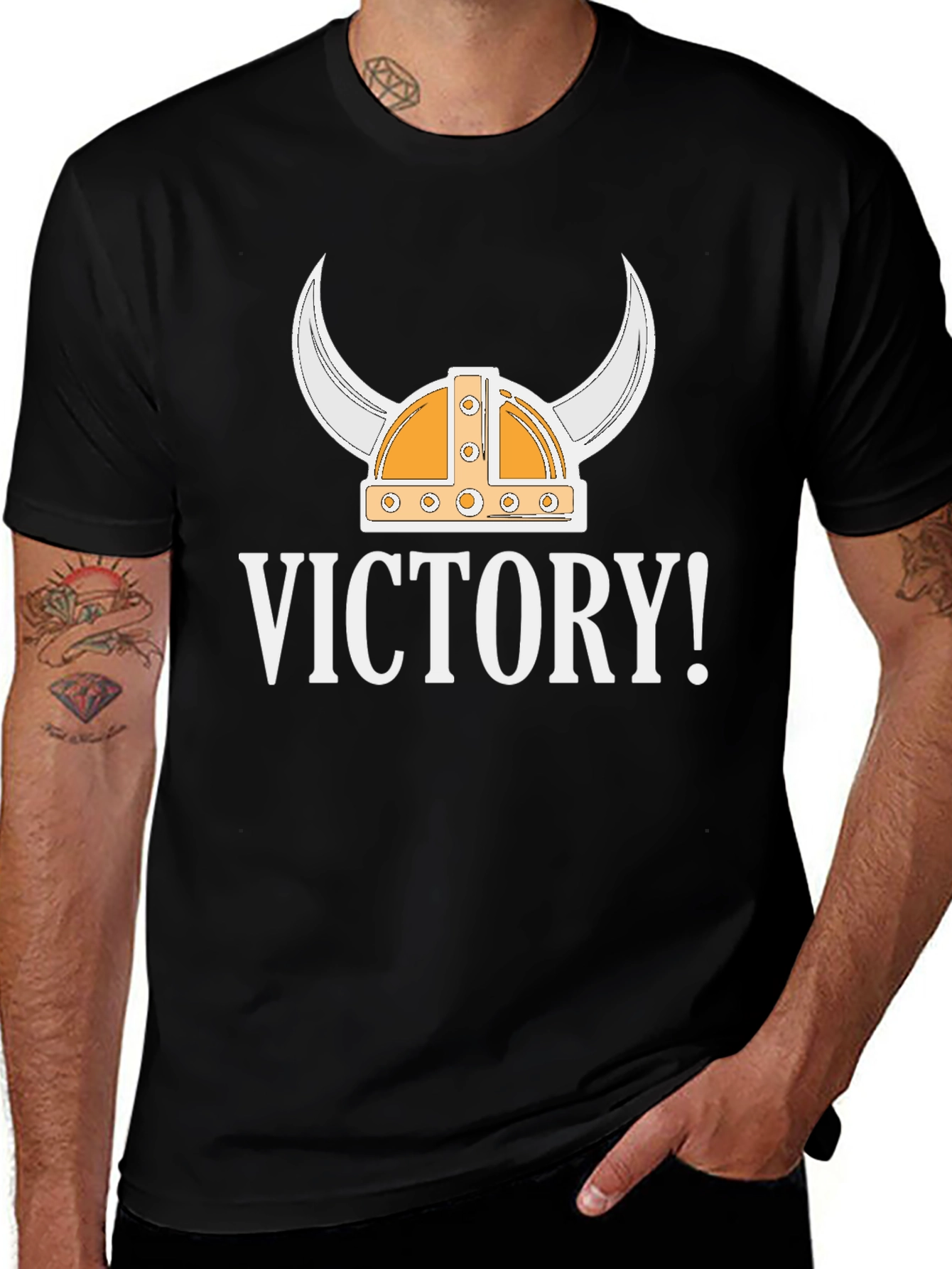 Victory Viking Helmet Graphic Tee - Black