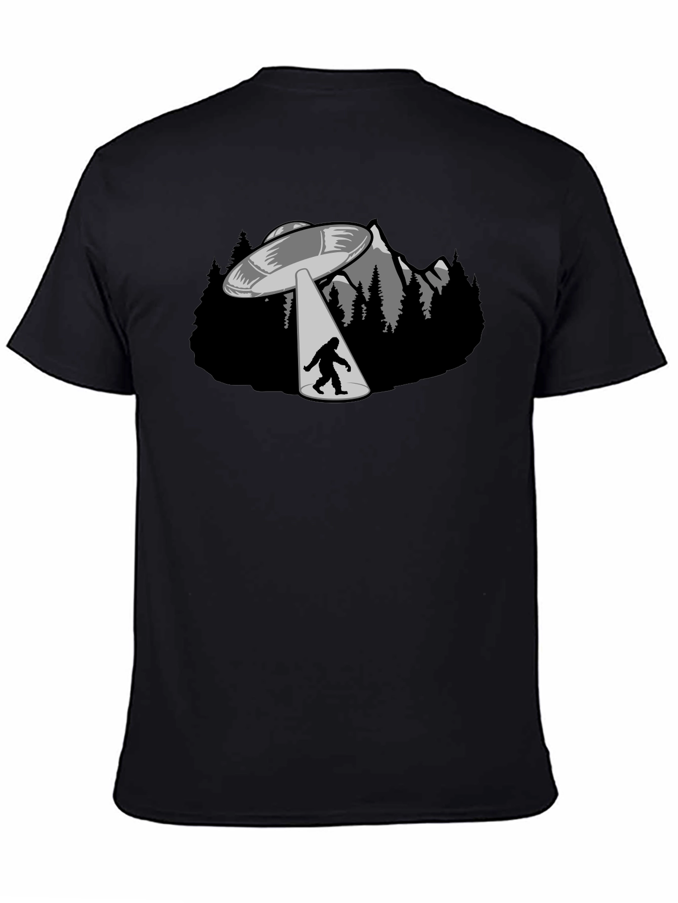 UFO Abduction Bigfoot Graphic T-Shirt