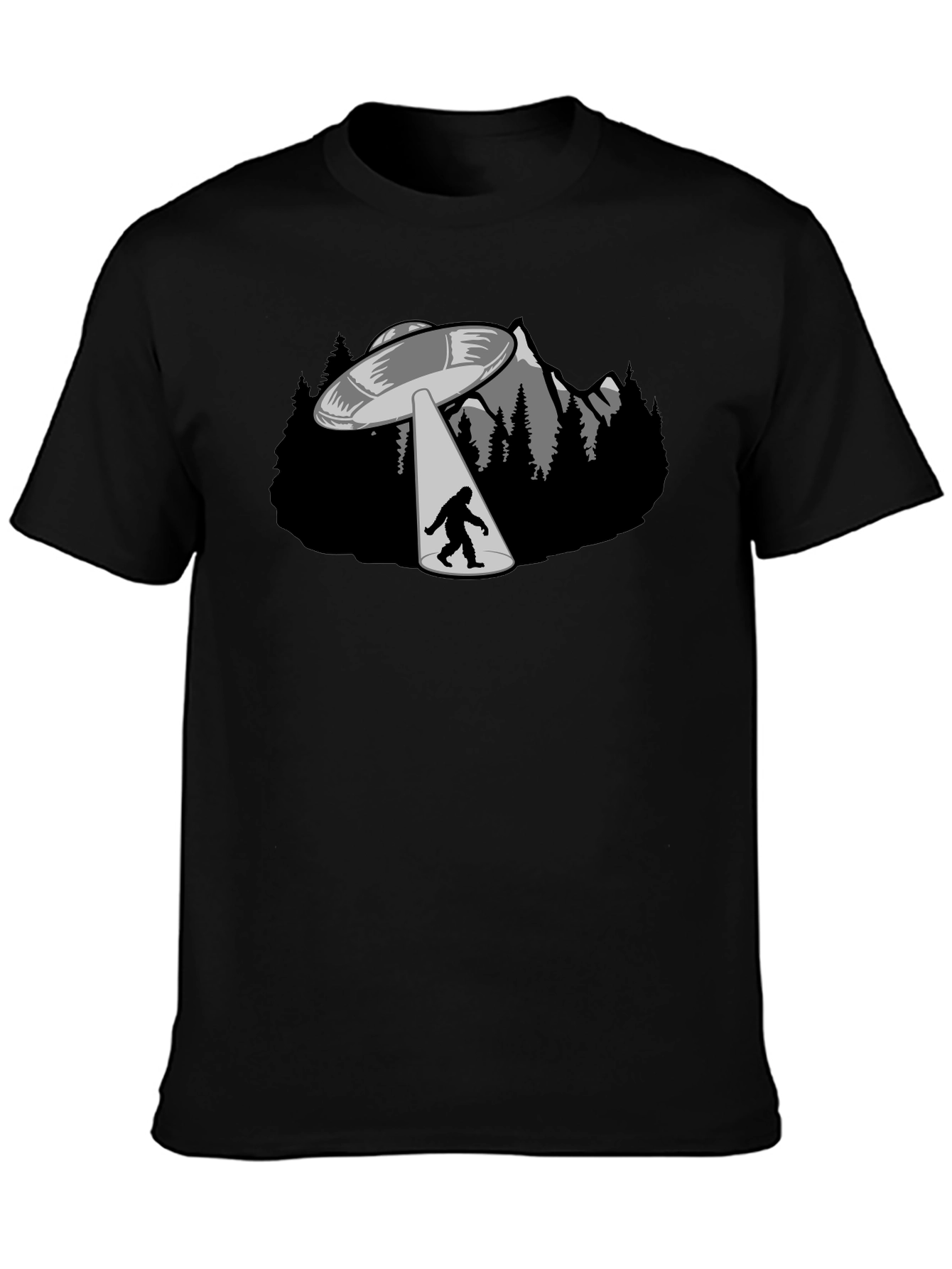 UFO Abduction Bigfoot Graphic T-Shirt