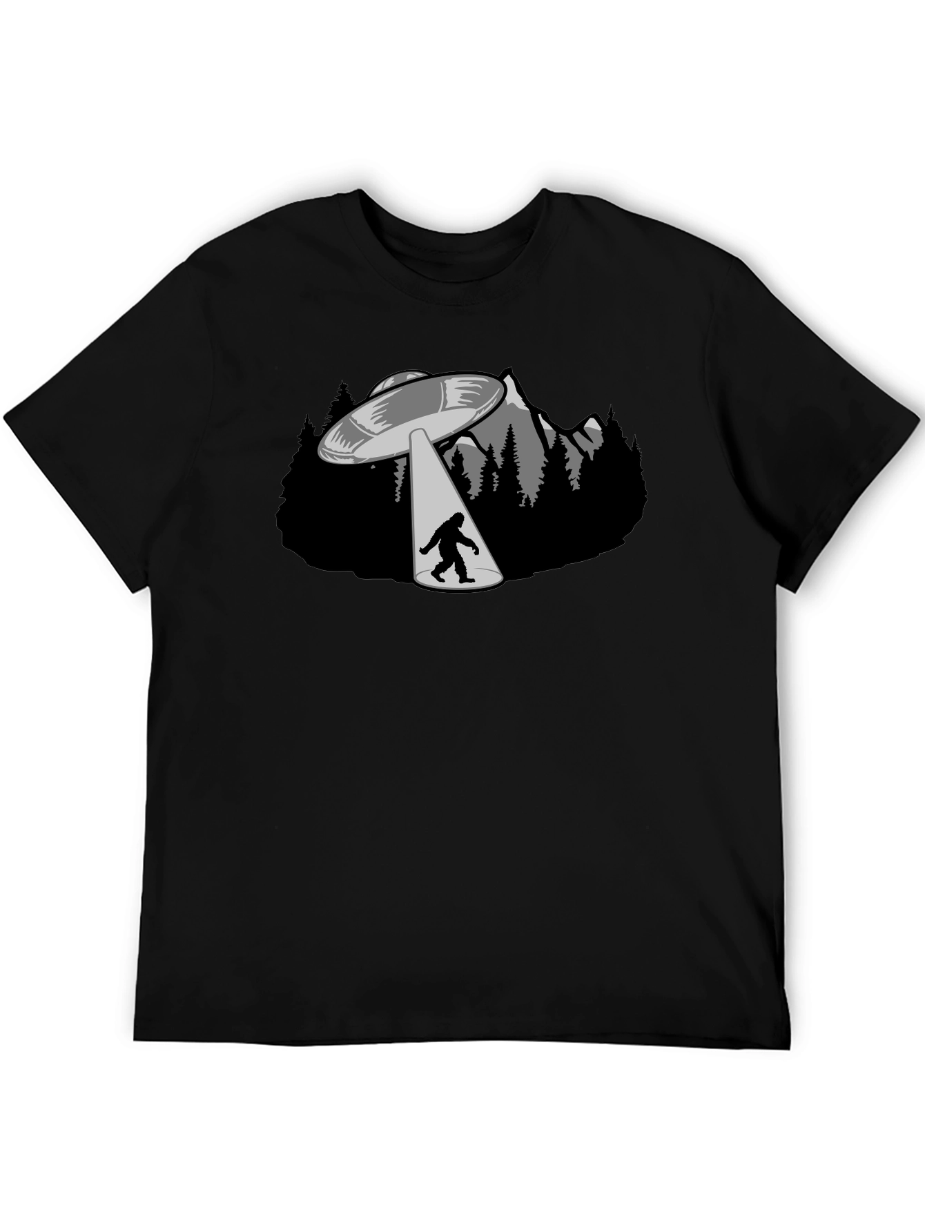 UFO Abduction Bigfoot Graphic T-Shirt