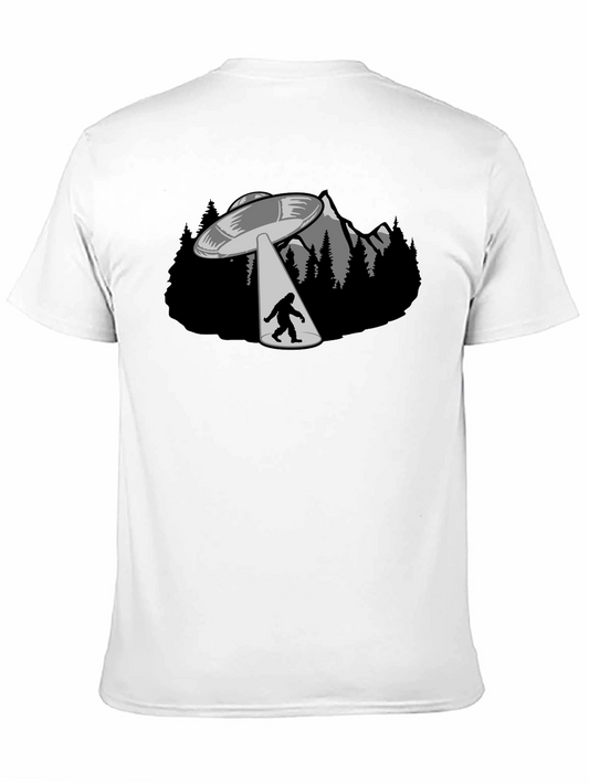 UFO Abduction Bigfoot Graphic T-Shirt