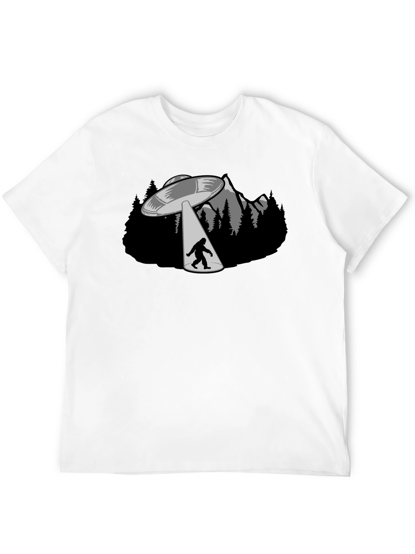 UFO Abduction Bigfoot Graphic T-Shirt