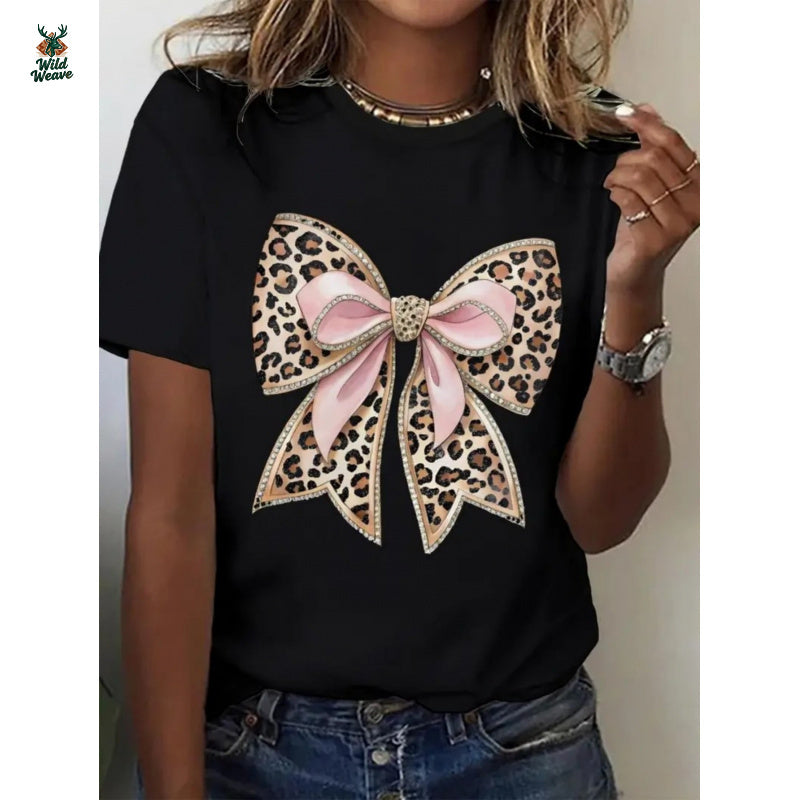 Women'S Short Sleeved T-Shirt, Loose Short T-Shirt, Summer Korean Version, Middle-Aged, Stylish, Age Reducing, Half Sleeved, Women'S Versatile, Black, Plus, Plus Round Neck Top, Printed, Casual And Fashionable