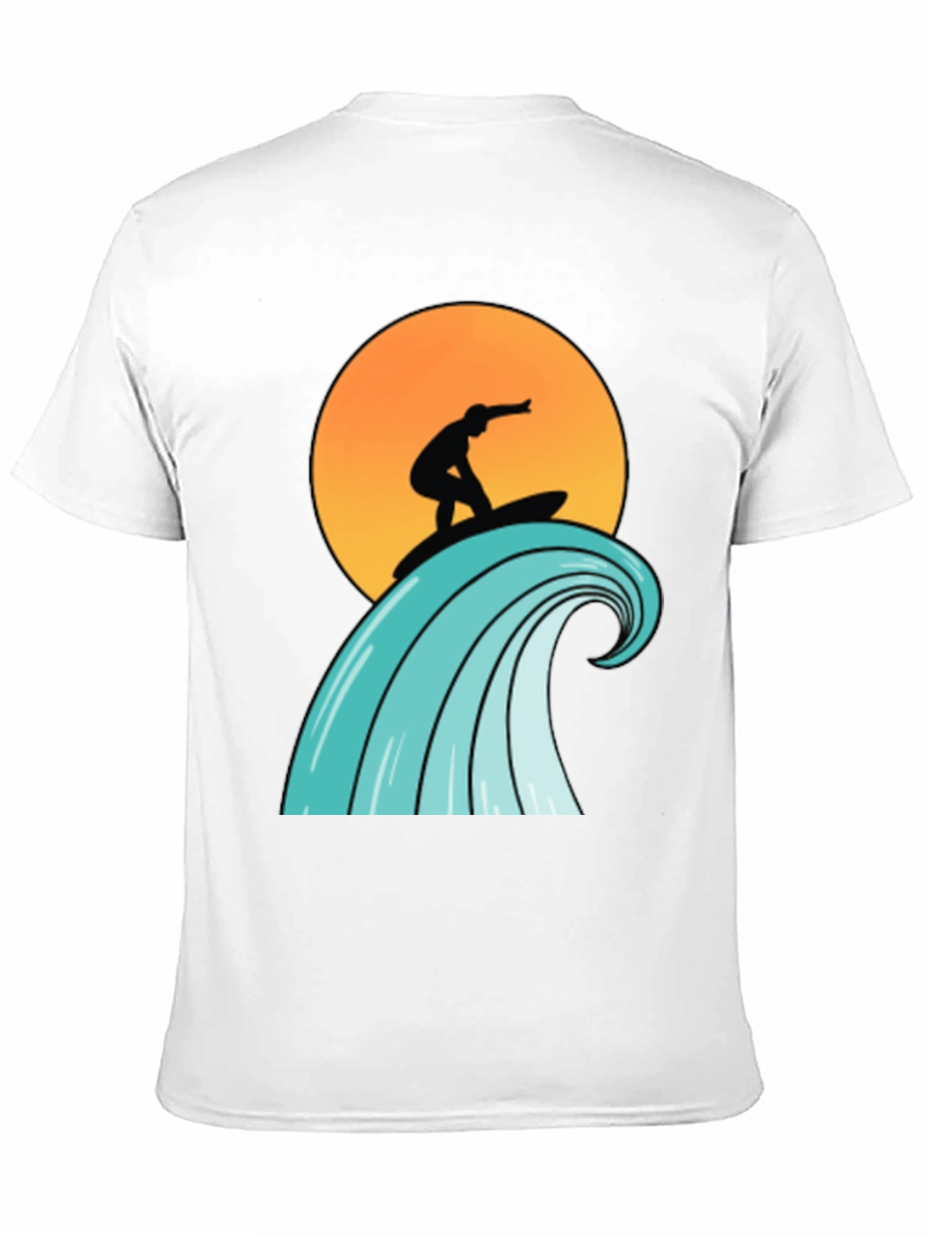 Surfer Wave Graphic Tee - Black Cotton T-Shirt