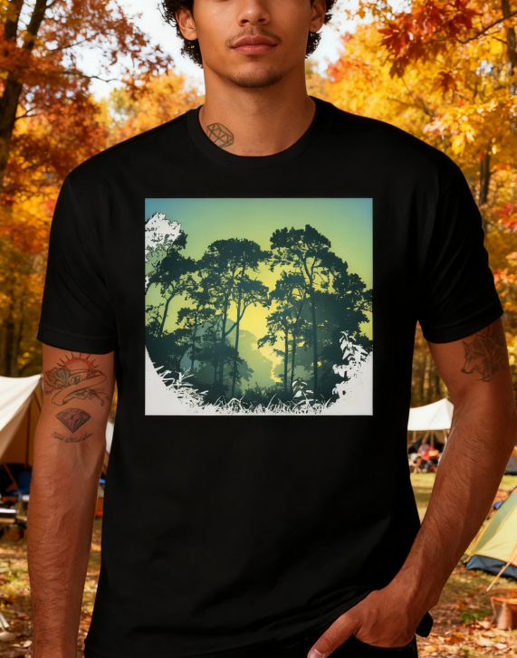 Sunset Forest Silhouette Graphic Tee