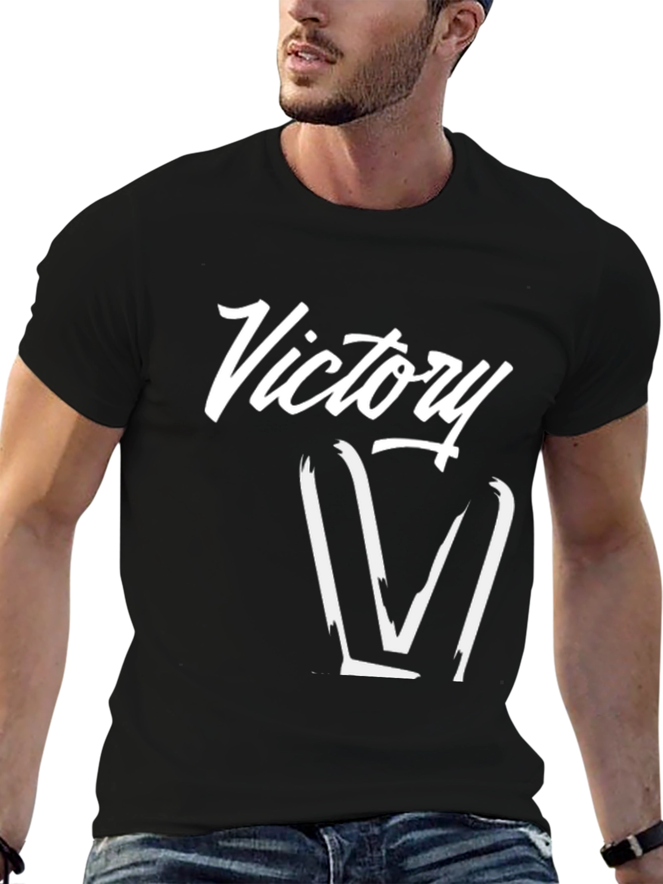 Victory Graphic Black T-Shirt for Men