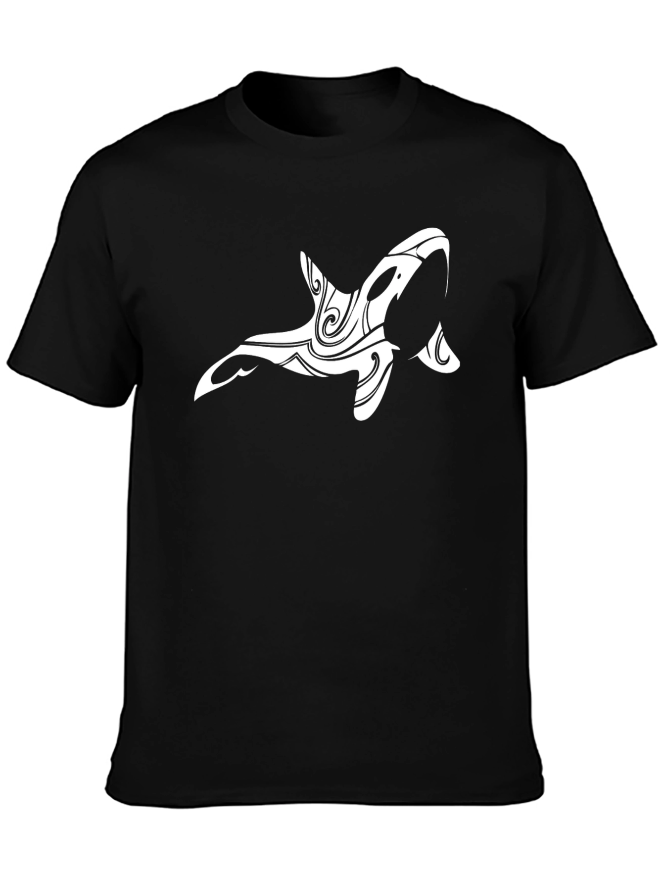 Tribal Orca Graphic Black T-Shirt