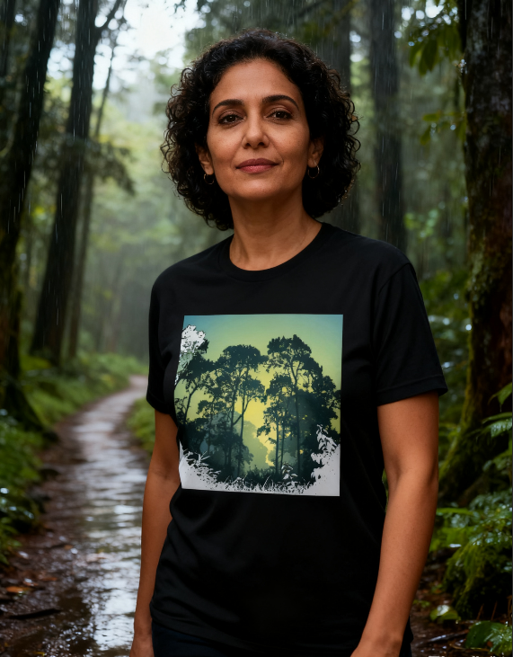 Sunset Forest Silhouette Graphic Tee