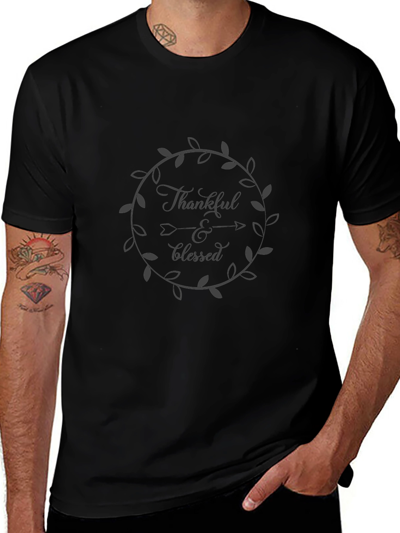 Thankful & Blessed Graphic Tee - Black
