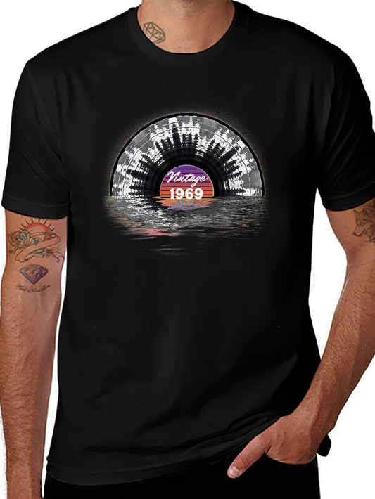 Vintage 1969 Record Graphic Black T-Shirt