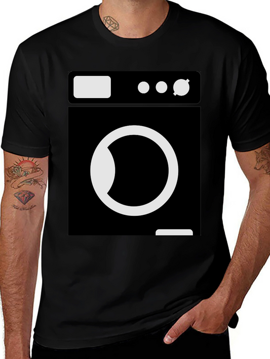 Washing Machine Graphic Tee - Black Cotton T-Shirt