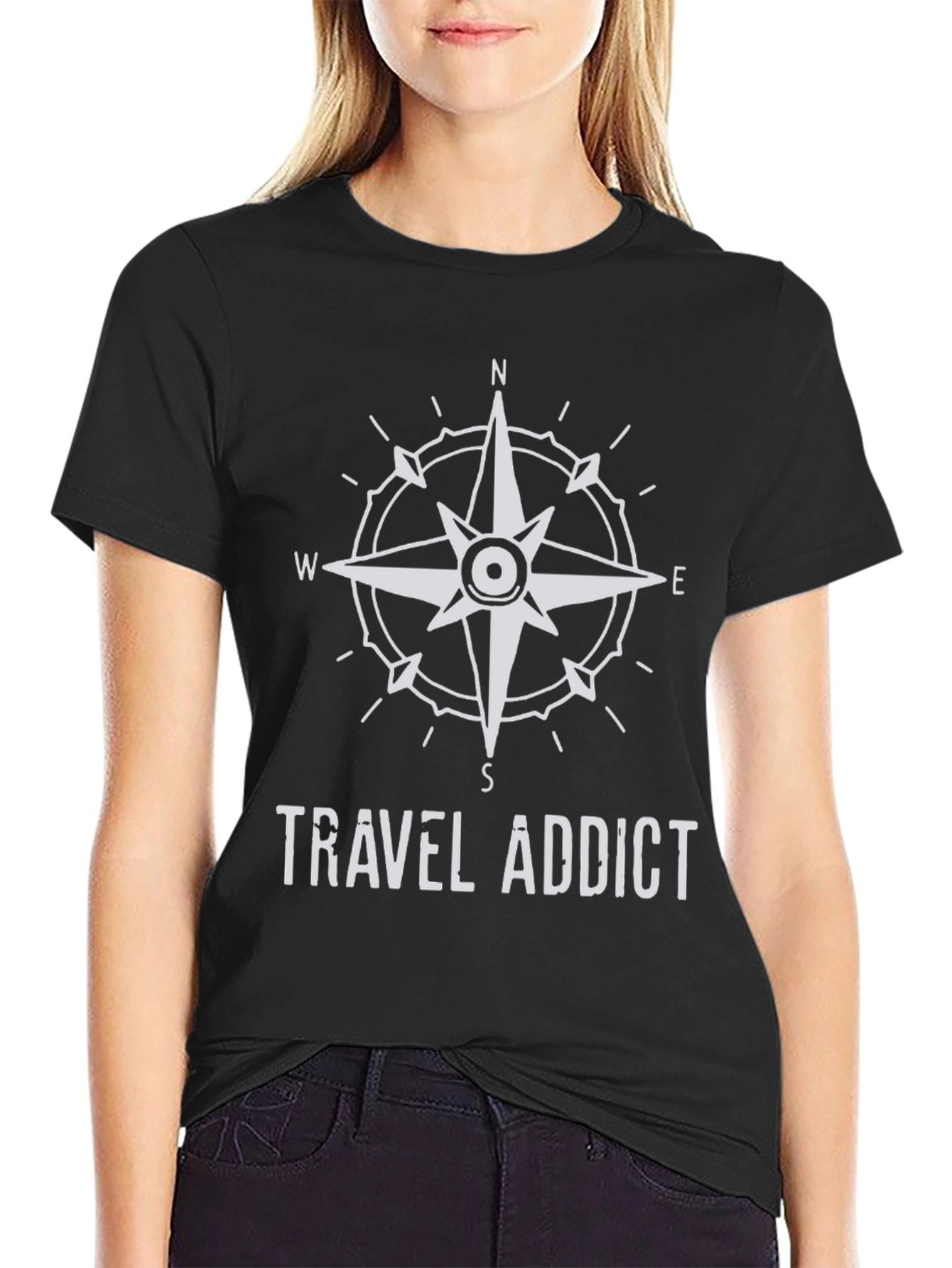 Travel Addict Compass Graphic T-Shirt