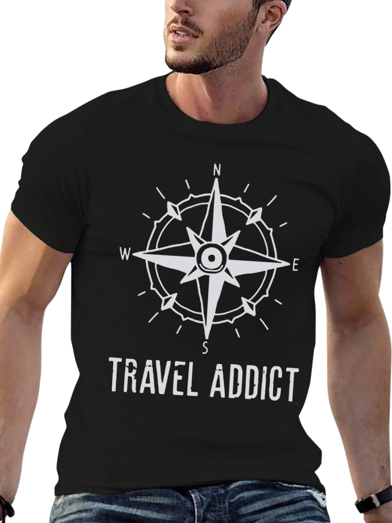 Travel Addict Compass Graphic T-Shirt