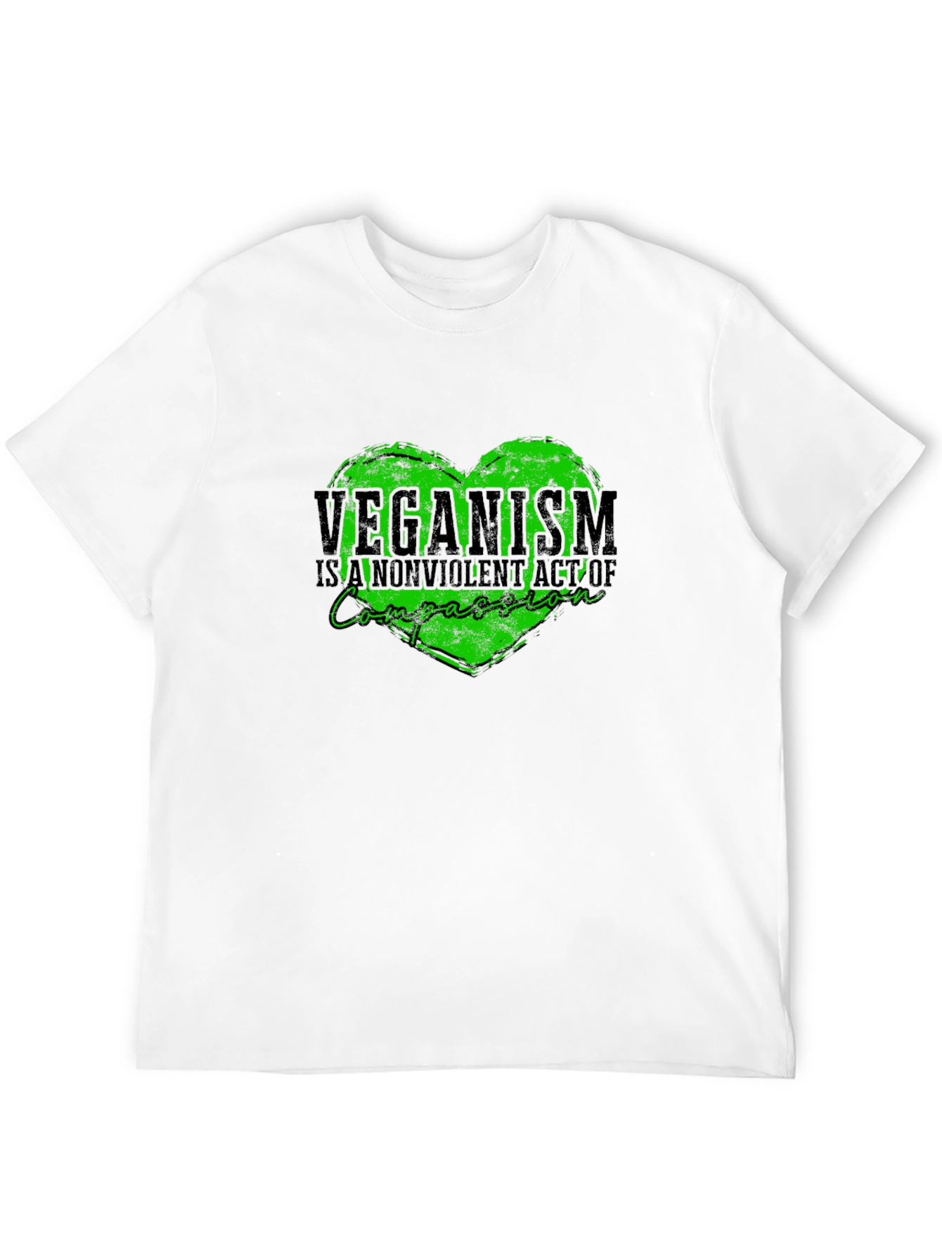 Veganism Compassion Heart Black T-Shirt