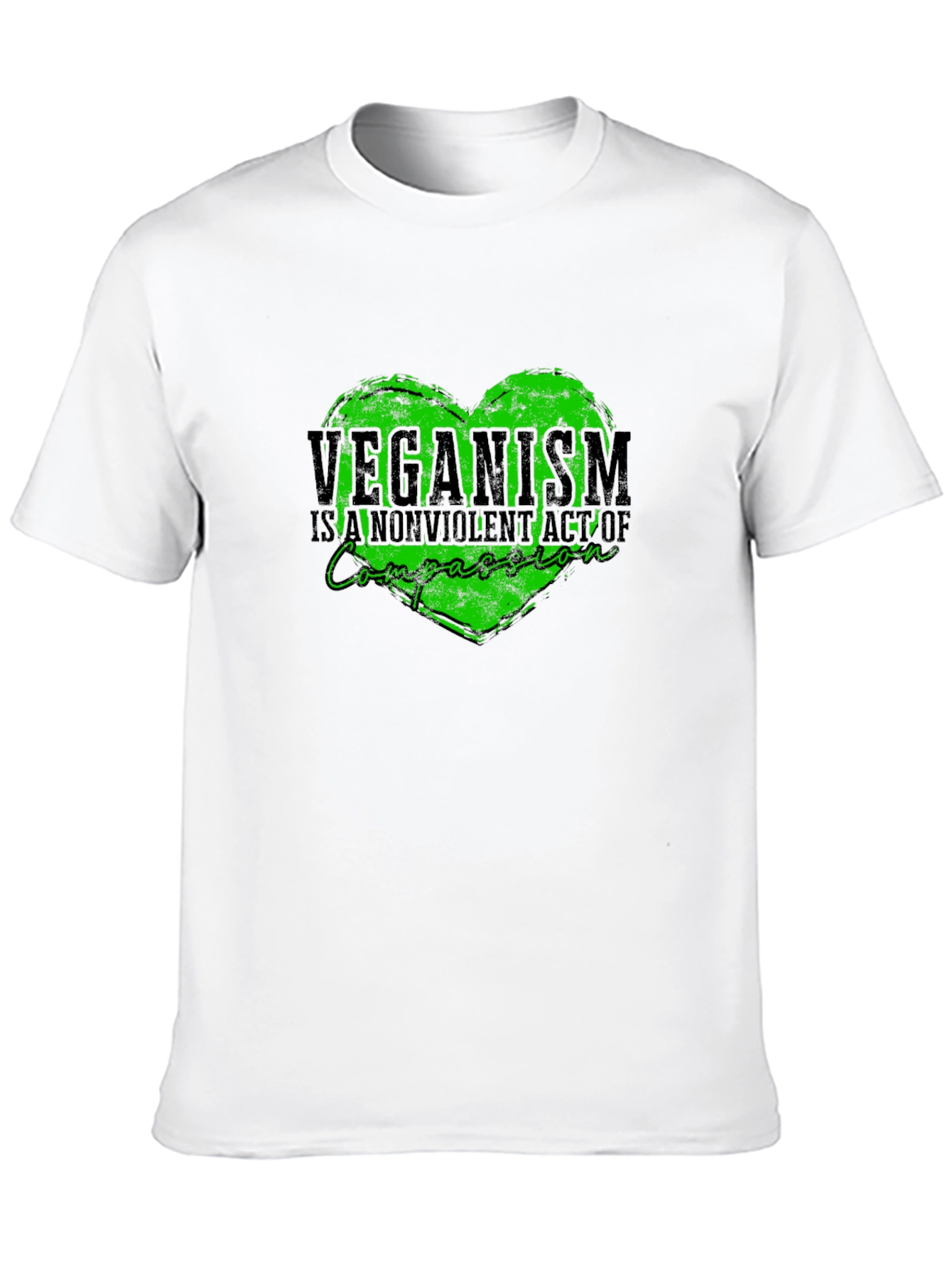 Veganism Compassion Heart Black T-Shirt