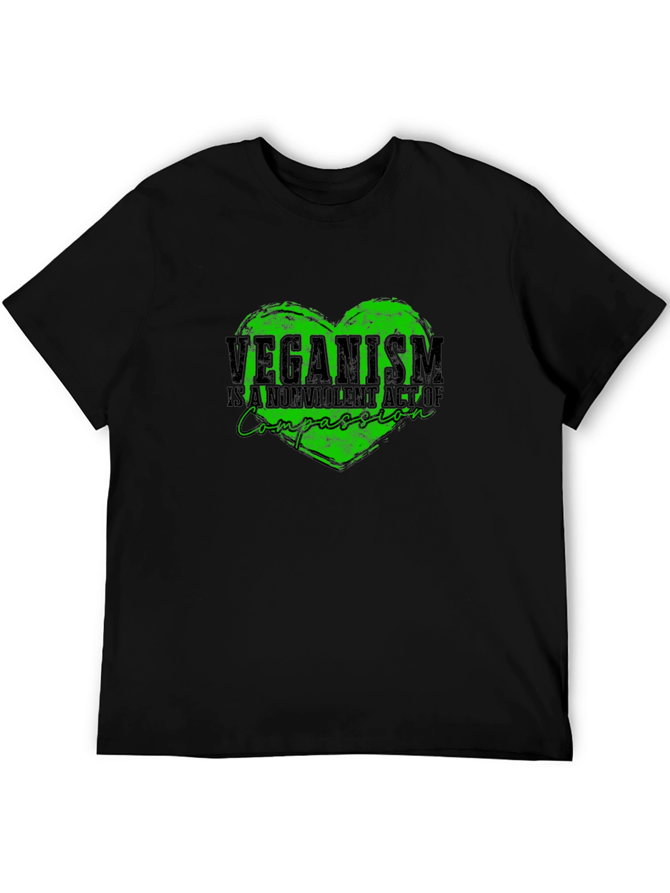 Veganism Compassion Heart Black T-Shirt