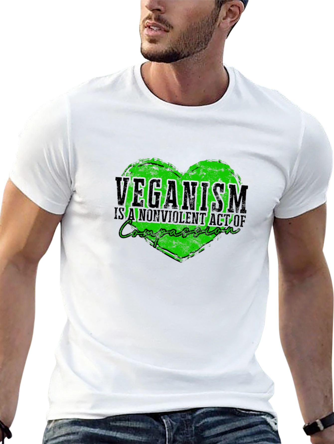 Veganism Compassion Heart Black T-Shirt