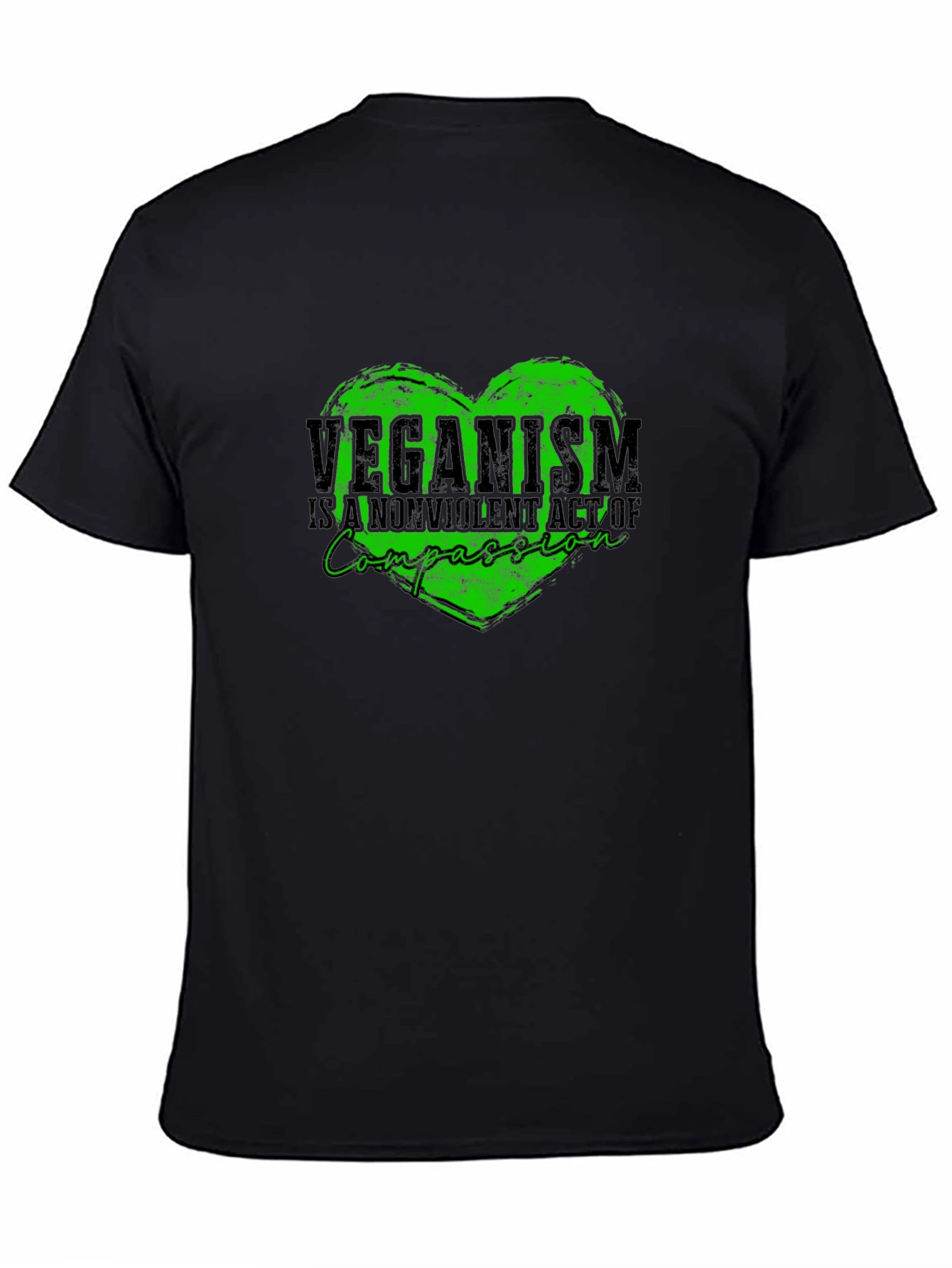Veganism Compassion Heart Black T-Shirt
