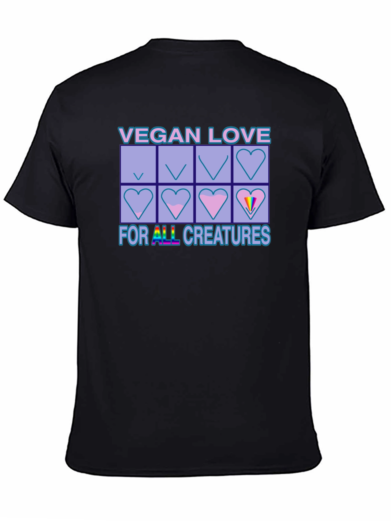 Vegan Love for All Creatures Black T-Shirt