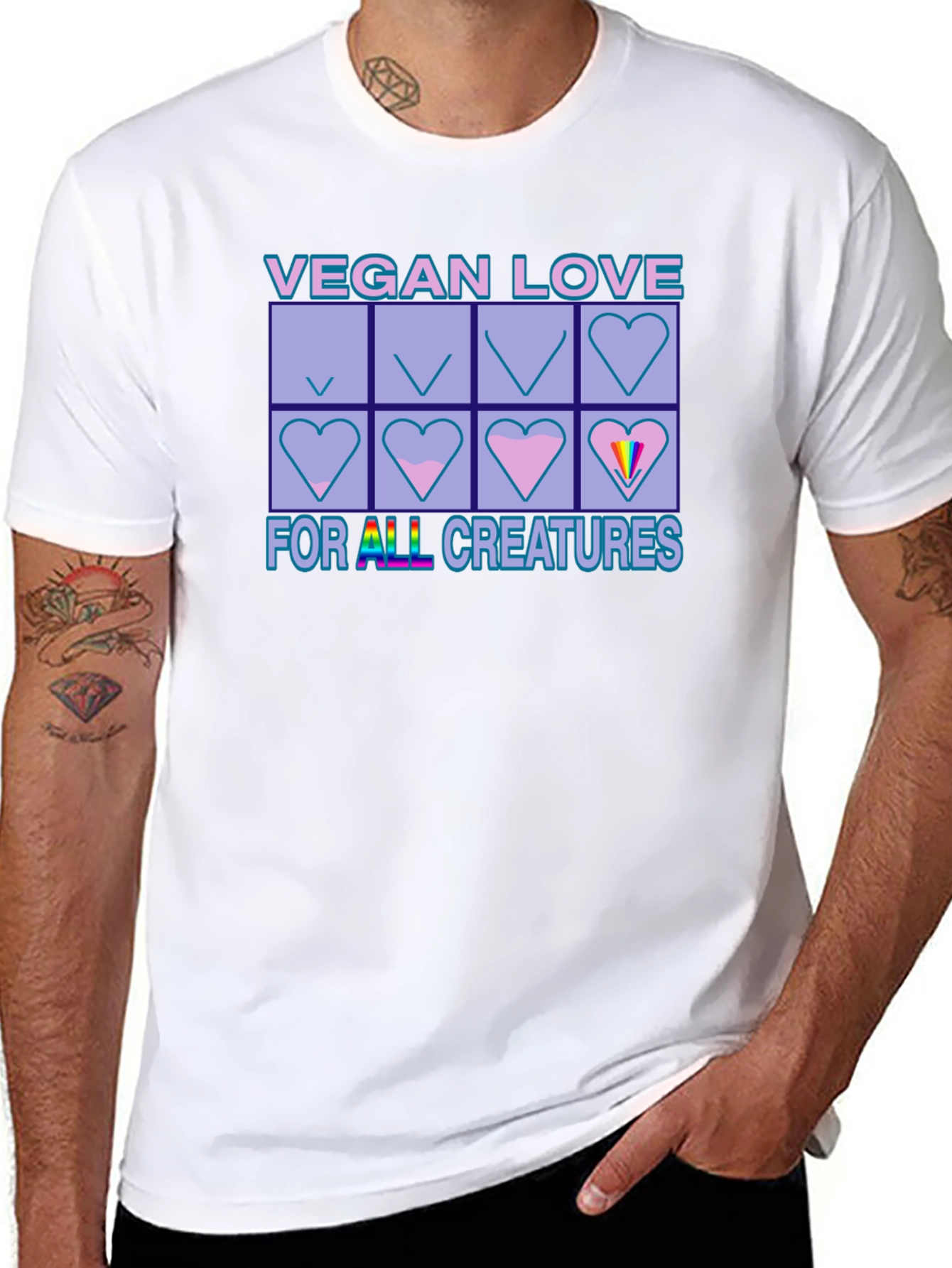 Vegan Love for All Creatures Black T-Shirt