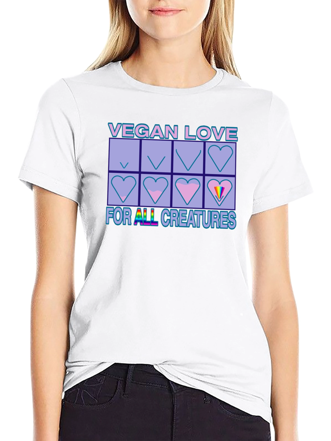 Vegan Love for All Creatures Black T-Shirt