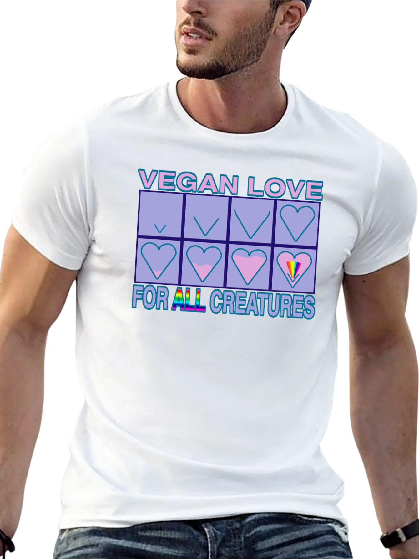 Vegan Love for All Creatures Black T-Shirt