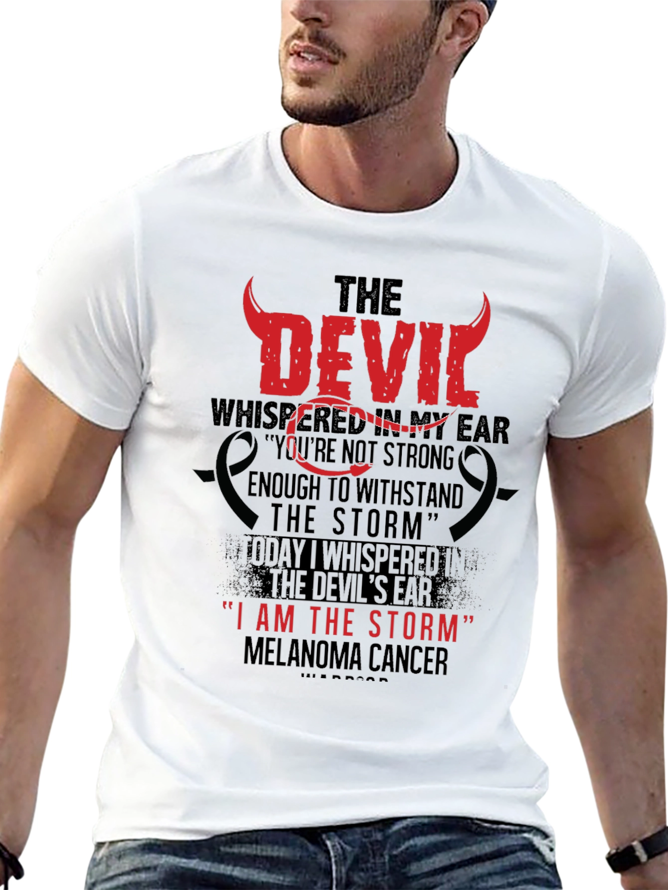 The Devil Whispered Melenoma Awareness T-Shirt