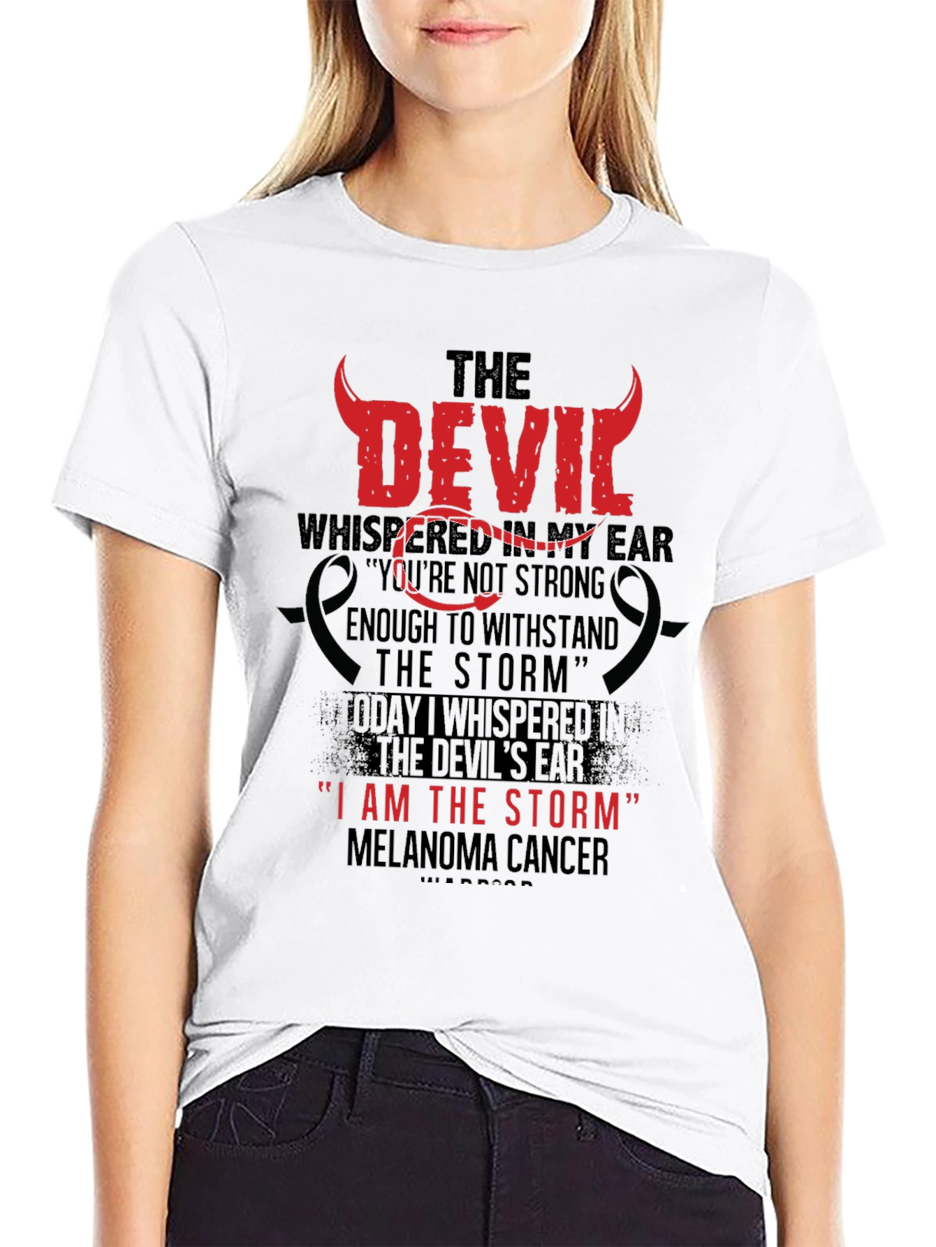 The Devil Whispered Melenoma Awareness T-Shirt