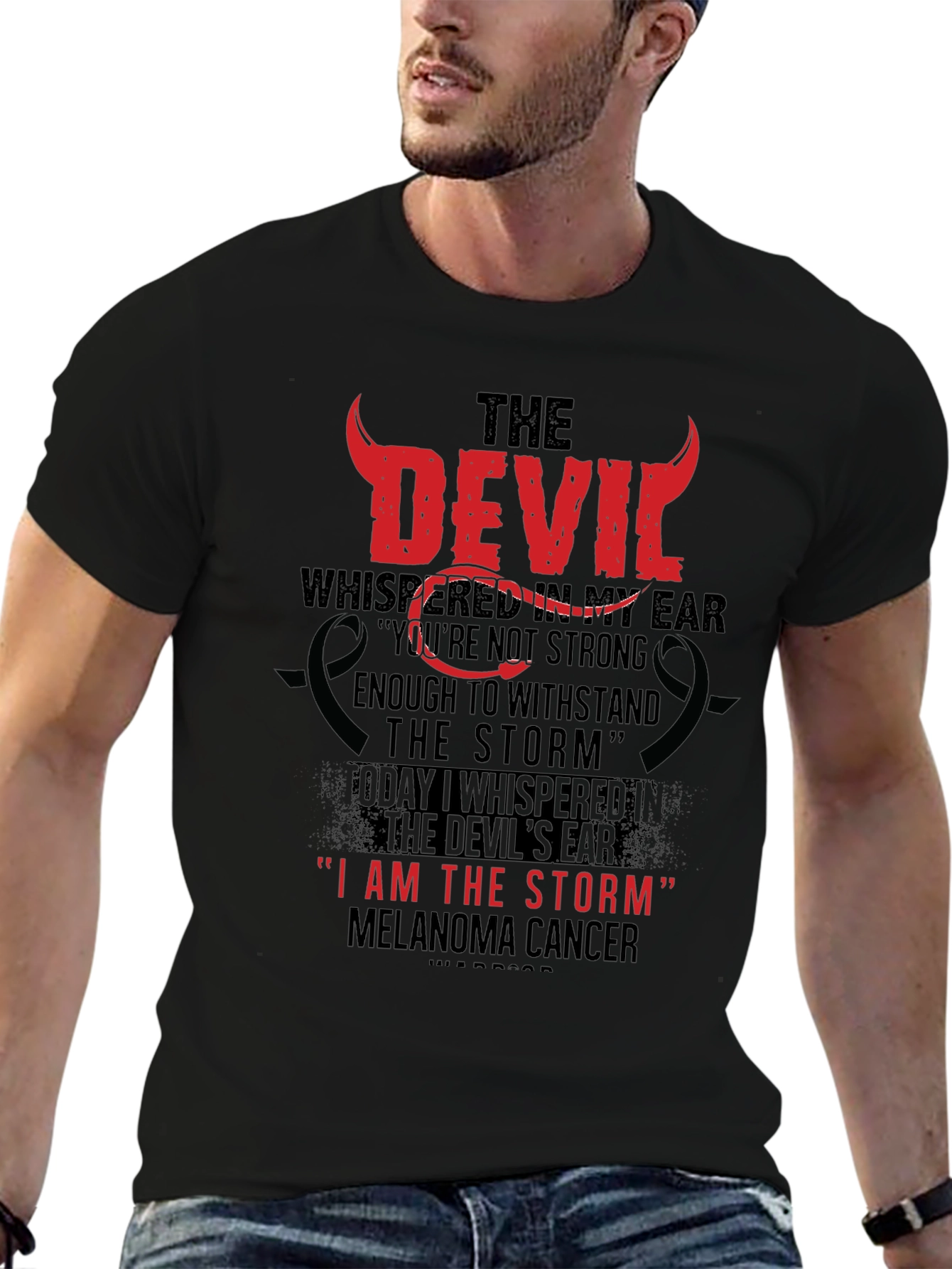 The Devil Whispered Melenoma Awareness T-Shirt