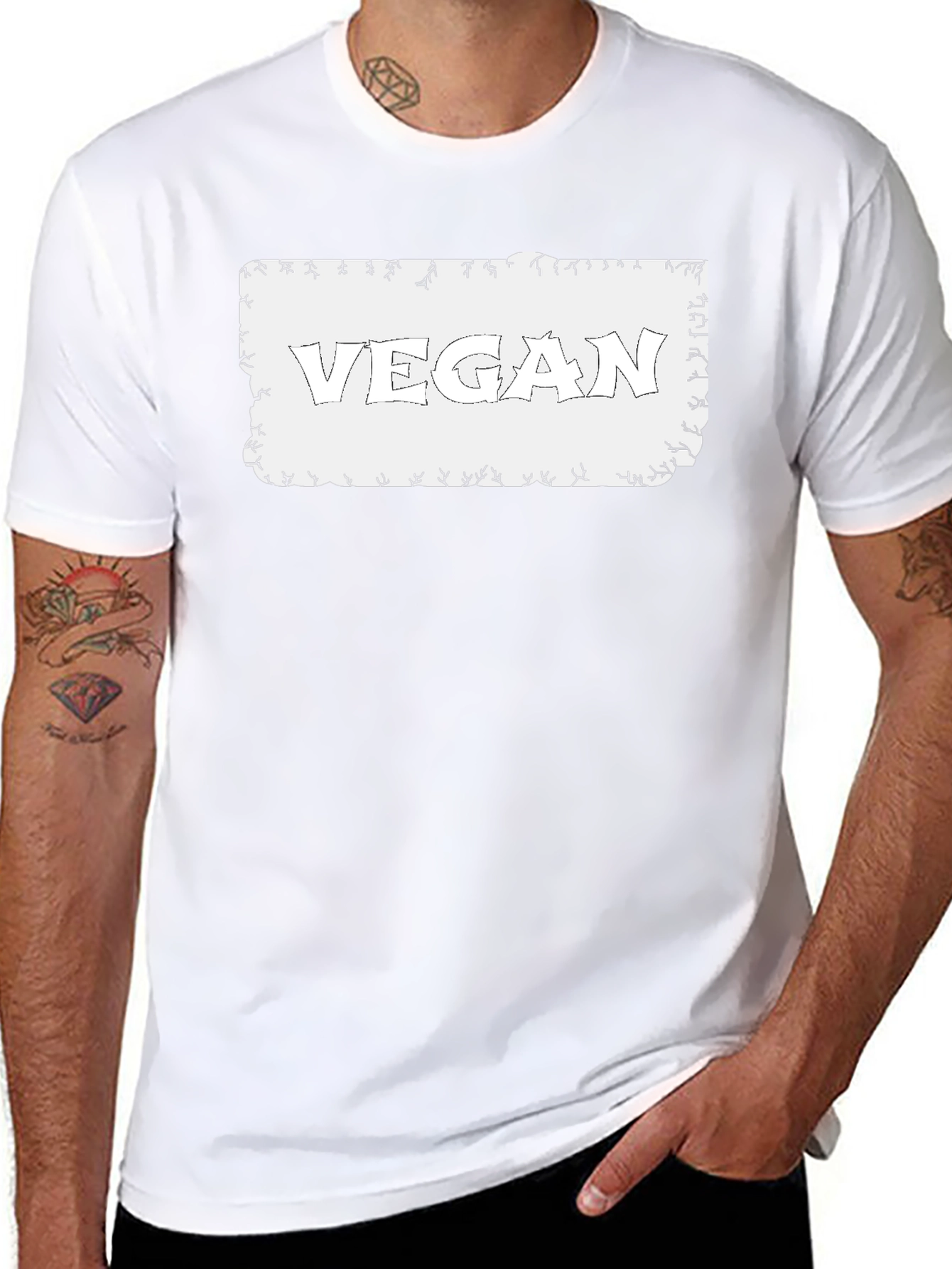 Vegan Graphic Tee - Black Cotton Casual Shirt