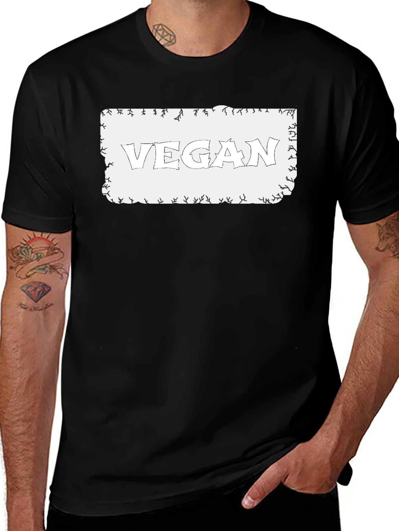 Vegan Graphic Tee - Black Cotton Casual Shirt