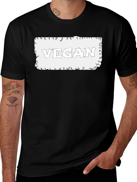 Vegan Graphic Tee - Black Cotton Casual Shirt