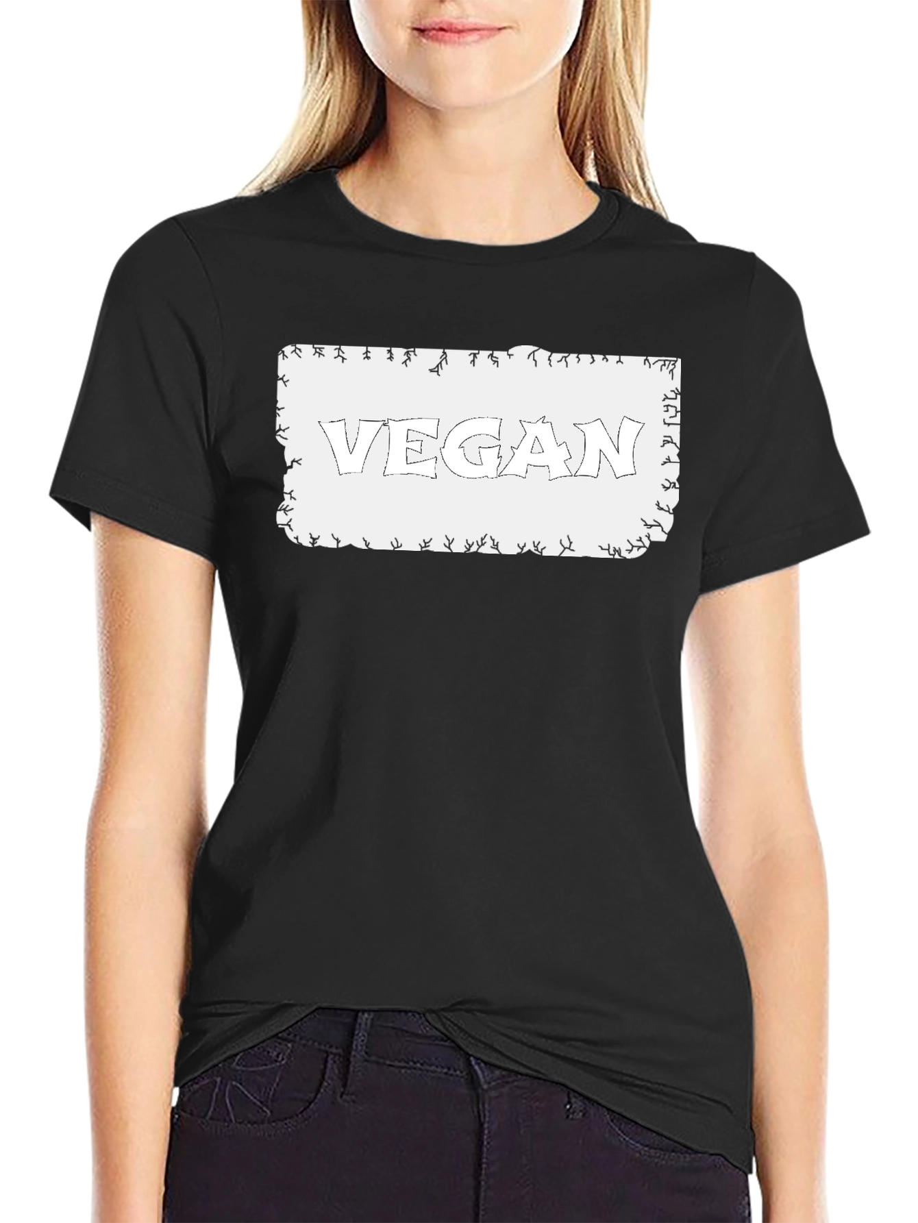 Vegan Graphic Tee - Black Cotton Casual Shirt