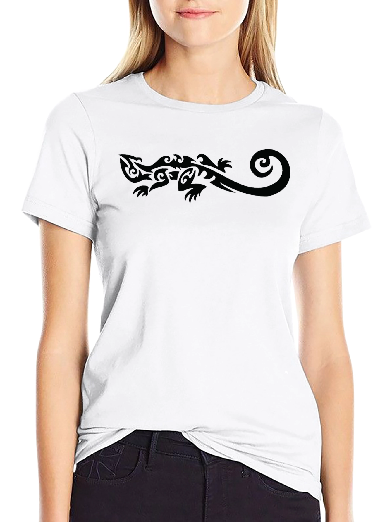 Tribal Gecko Graphic Black T-Shirt