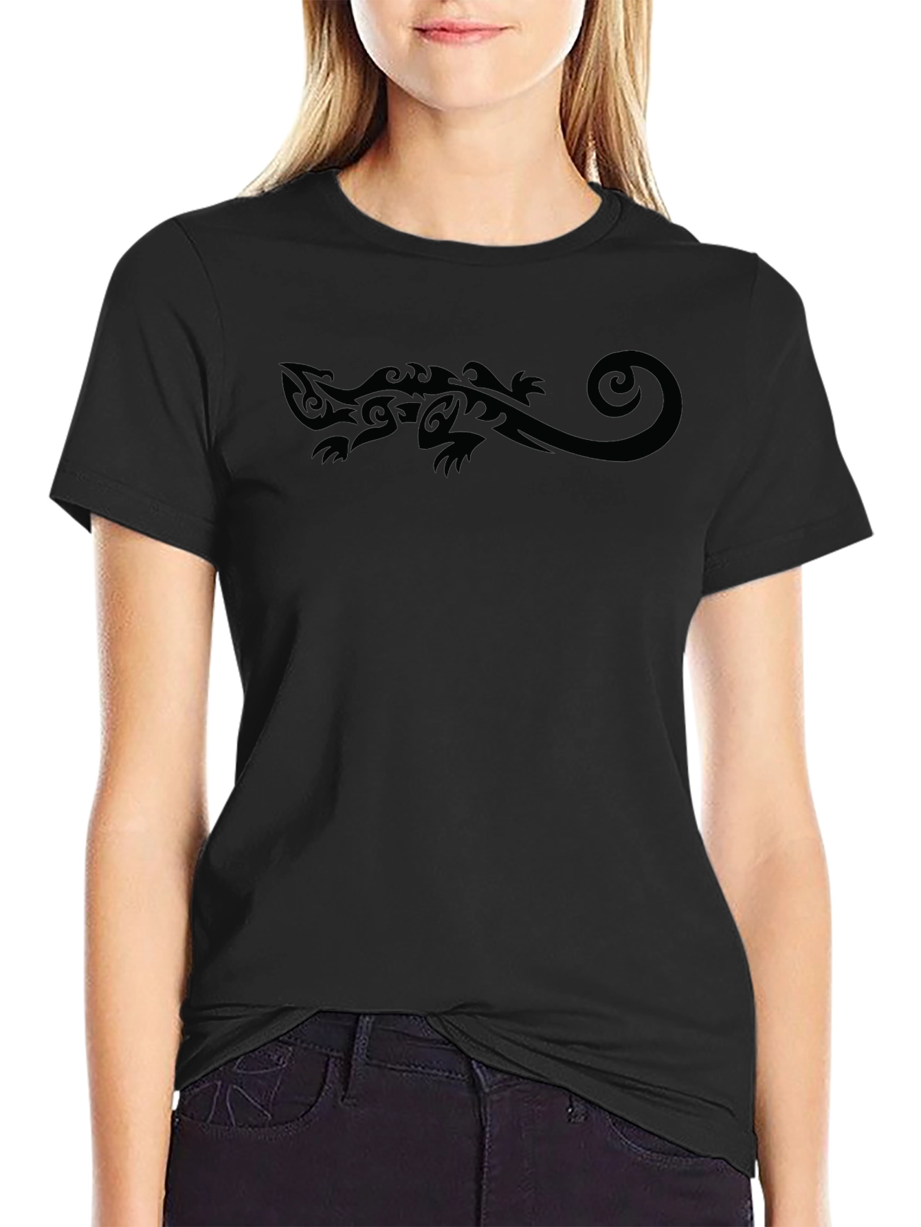 Tribal Gecko Graphic Black T-Shirt