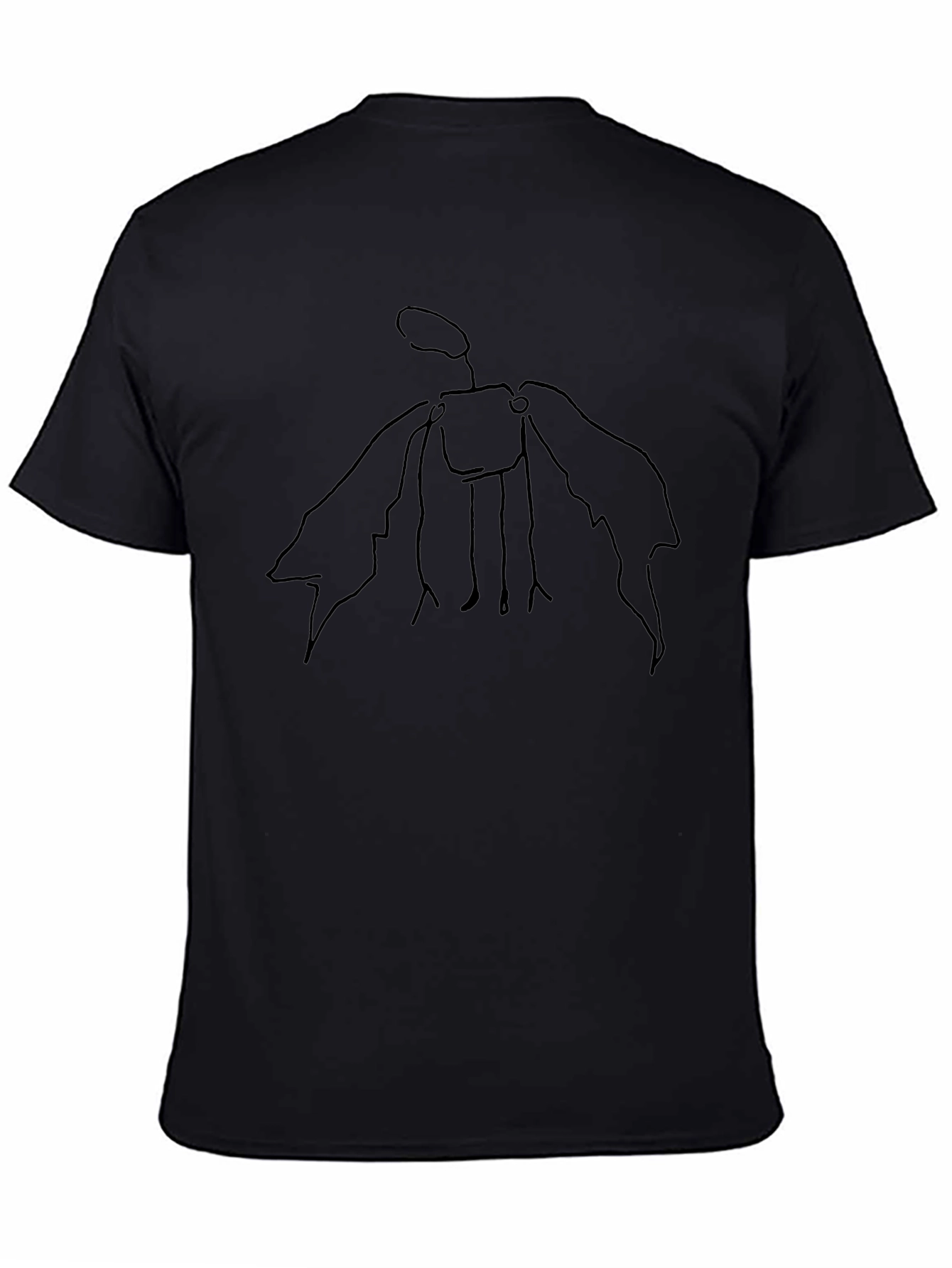 Unique Line Art Moth Graphic Tee - Black
