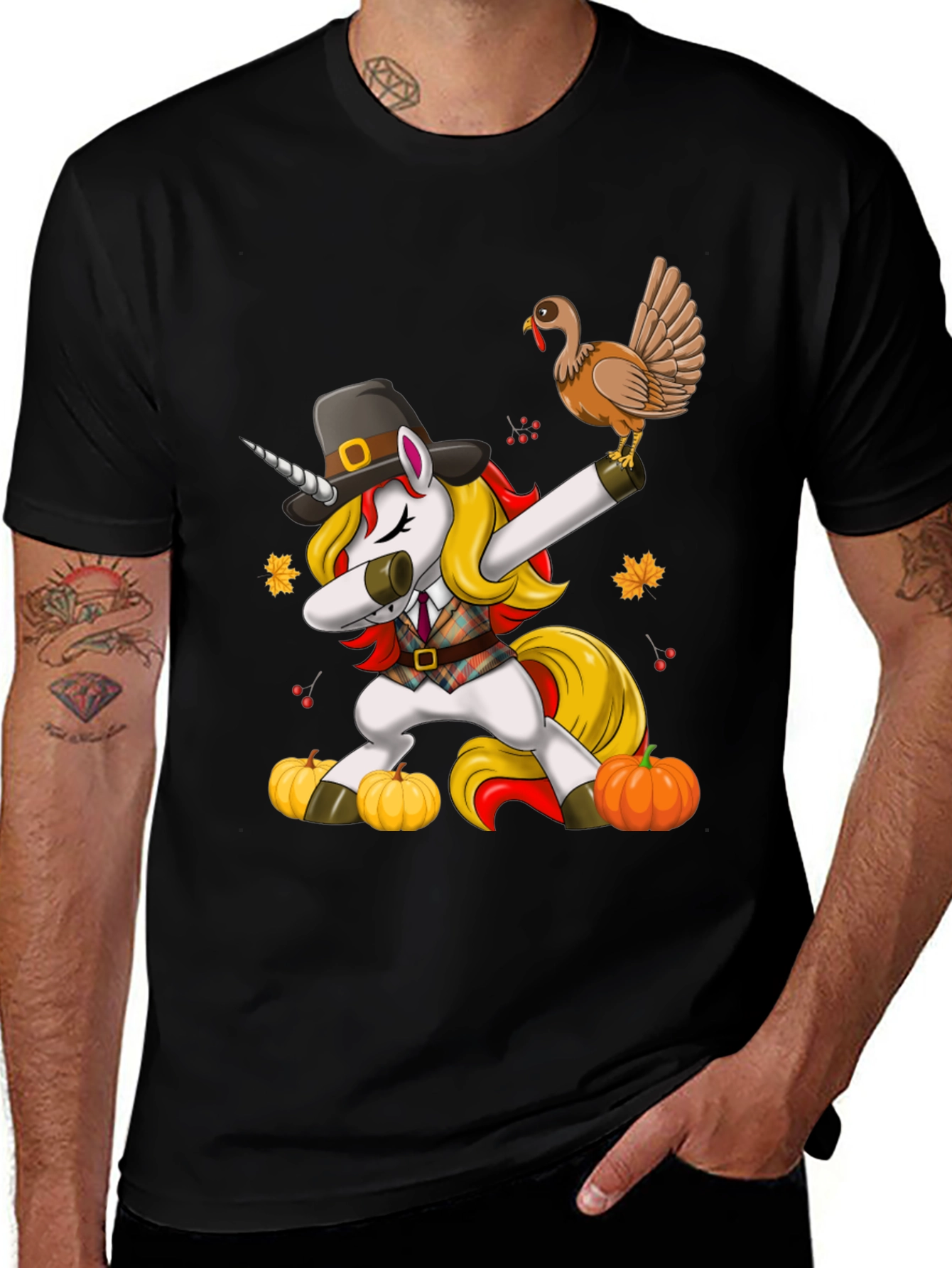 Thanksgiving Unicorn Dabbing T-Shirt