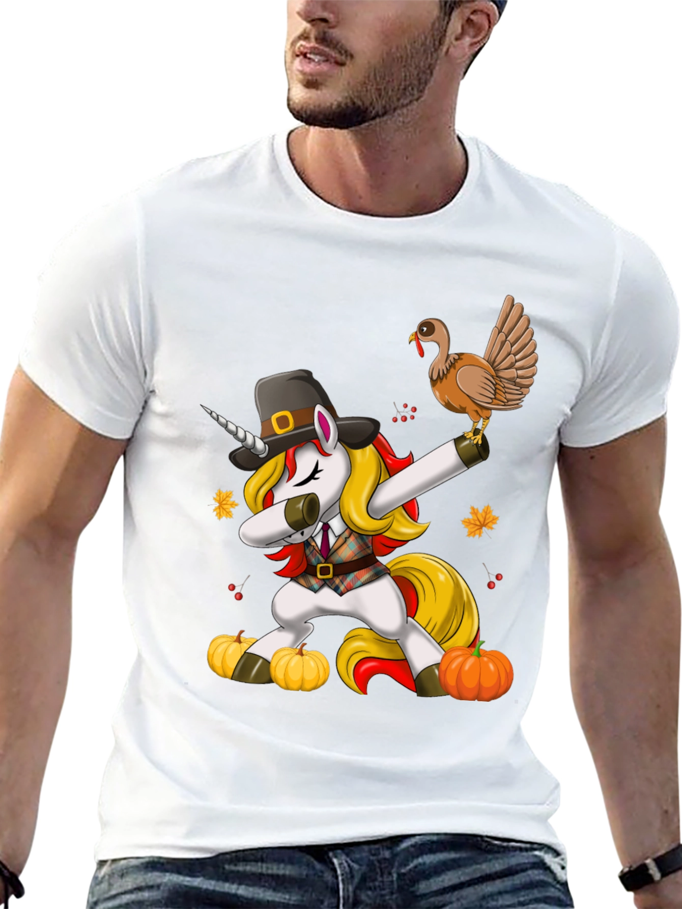 Thanksgiving Unicorn Dabbing T-Shirt