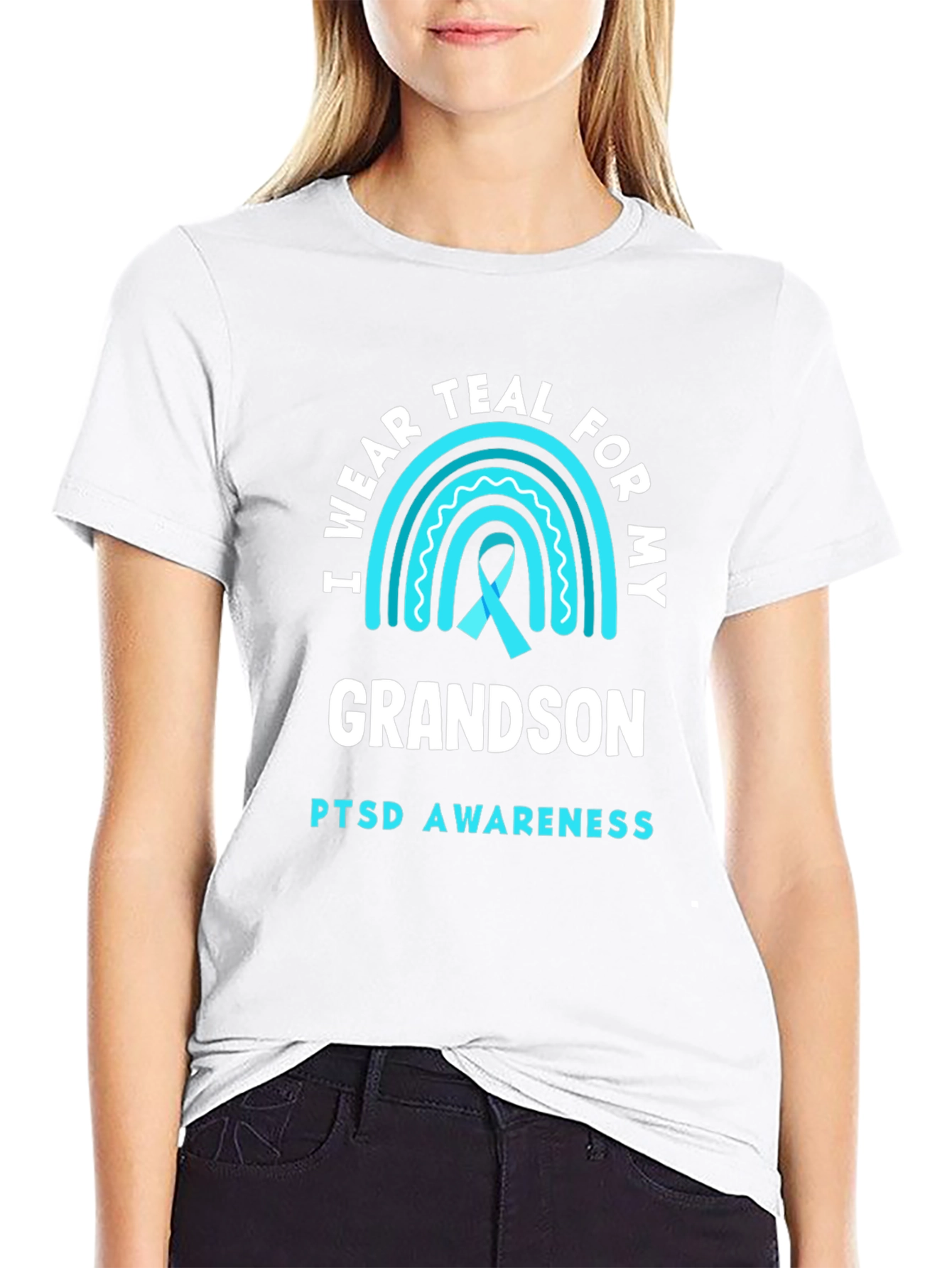 Teal PTSD Awareness Grandson T-Shirt