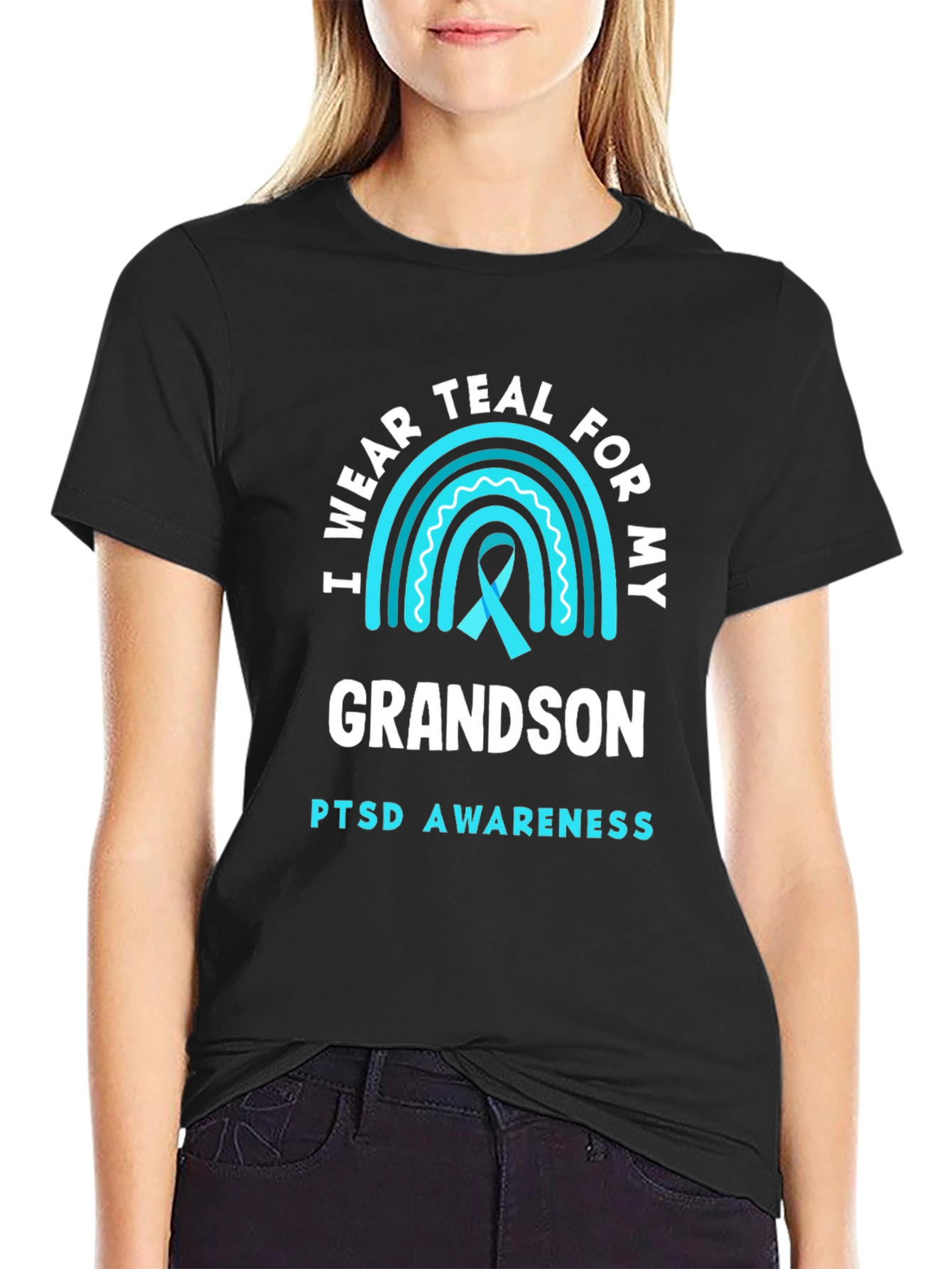 Teal PTSD Awareness Grandson T-Shirt