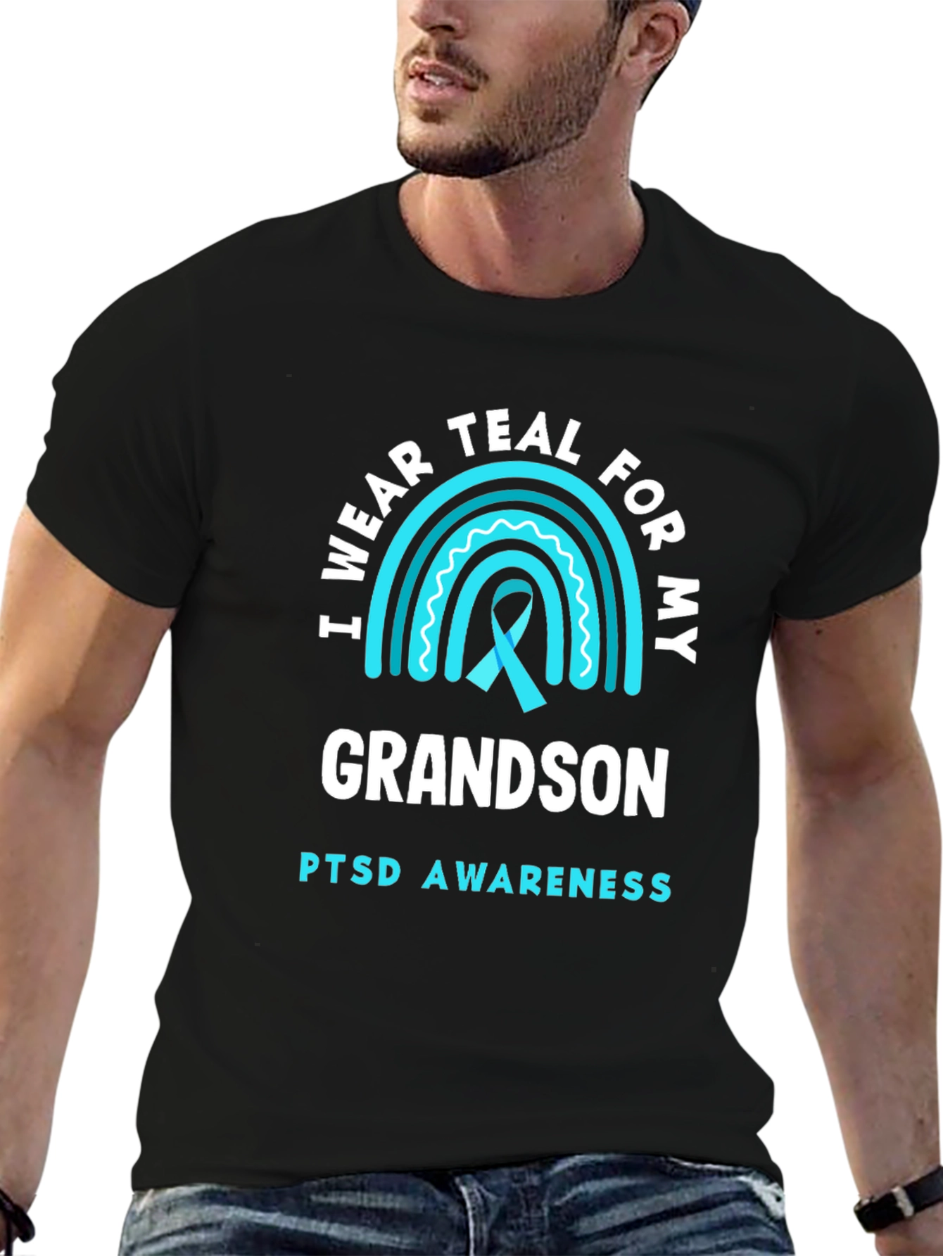 Teal PTSD Awareness Grandson T-Shirt