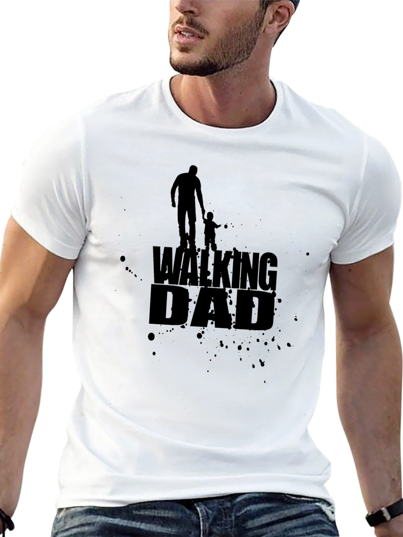 Walking Dad Black Graphic Tee - Fathers Day