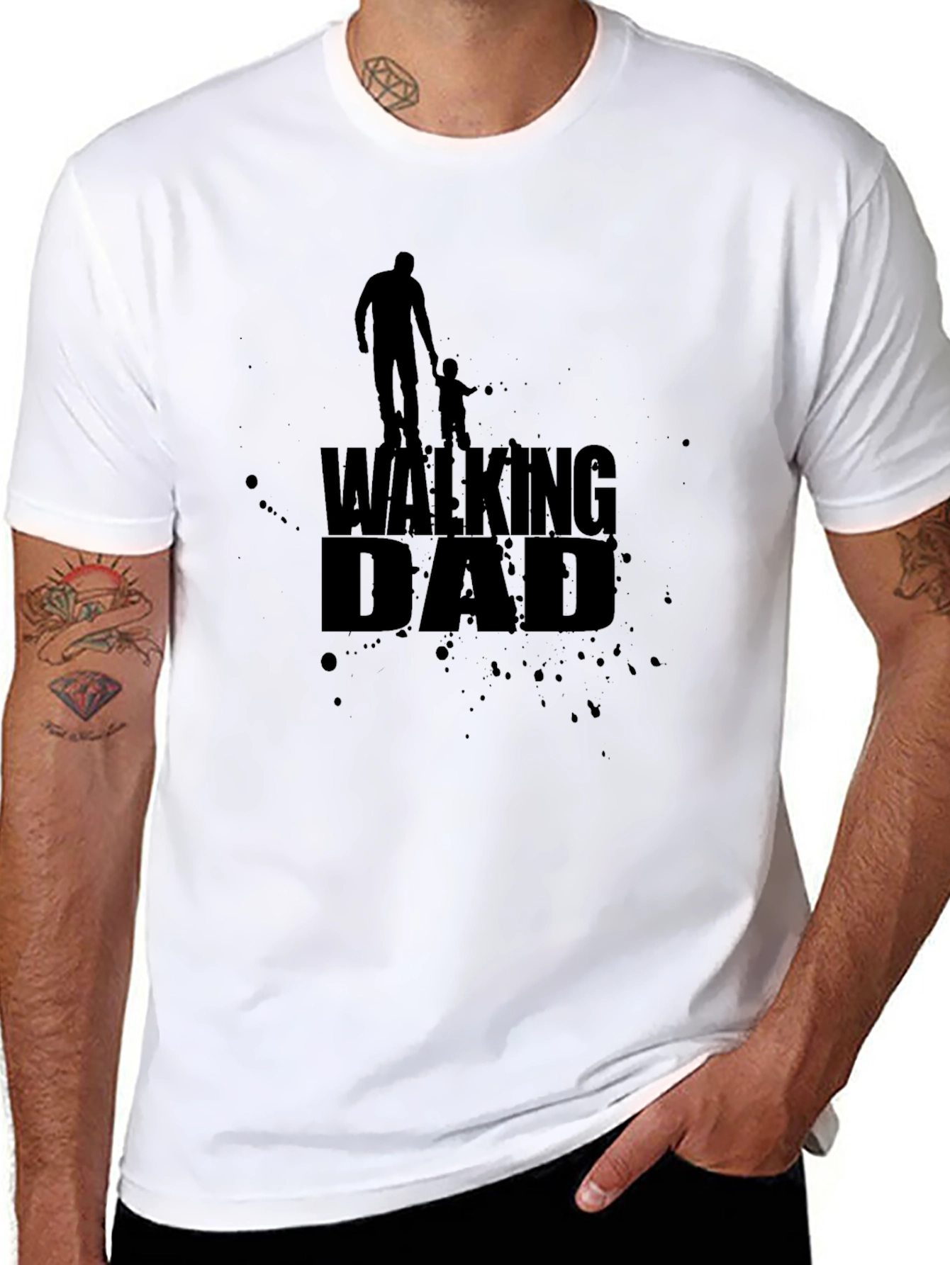 Walking Dad Black Graphic Tee - Fathers Day