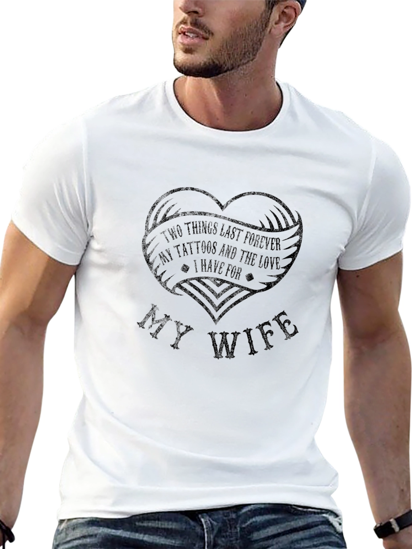 Tattooed Husband My Wife Love Tee - Black